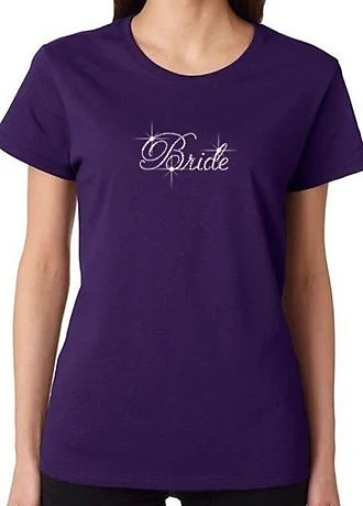 Elegant Script Rhinestone Bride Tee