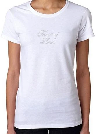 Elegant Script Rhinestone Maid of Honor Tee