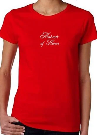 Elegant Script Rhinestone Matron of Honor Tee