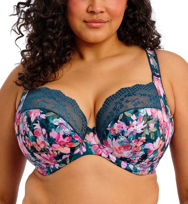 Elomi Lucie Banded Stretch Lace Plunge Underwire Bra (4490) - Teal Floral