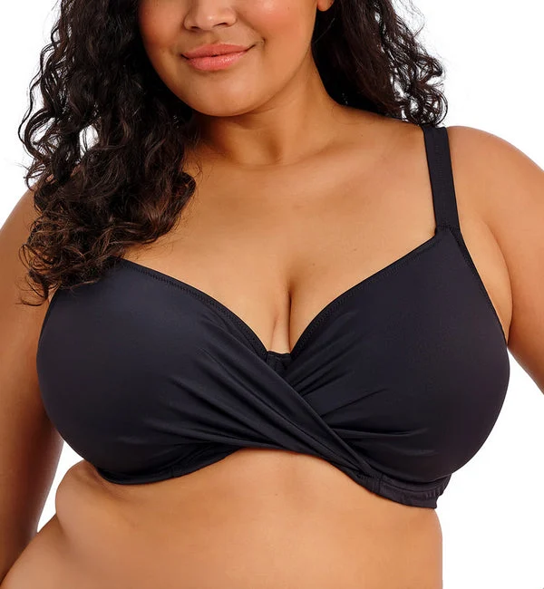 Elomi Plain Sailing Wrap Front Plunge Underwire Bikini Top (ES7285) - Black