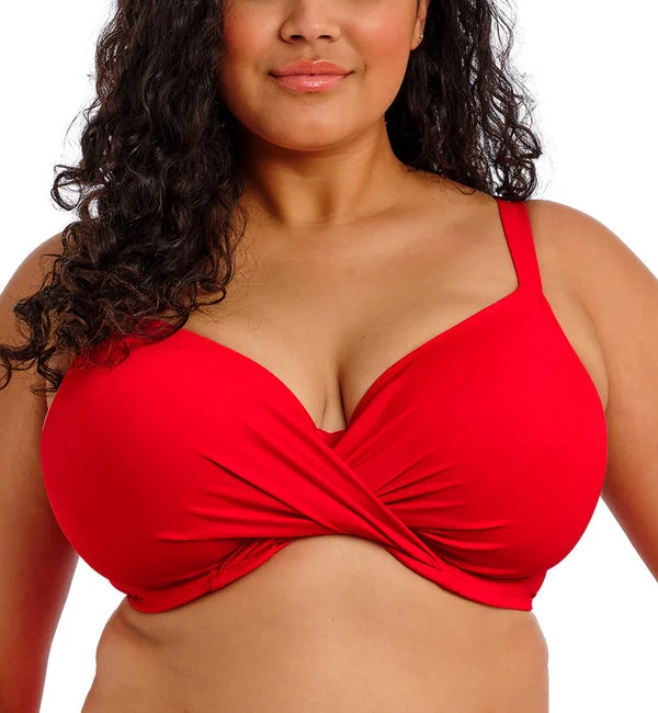 Elomi Plain Sailing Wrap Front Plunge Underwire Bikini Top (ES7285) - Lava