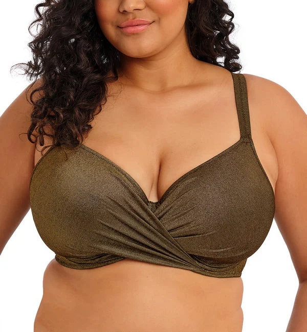 Elomi Sunset Shimmer Underwire Plunge Bikini Top (ES803227) - Gold Rush