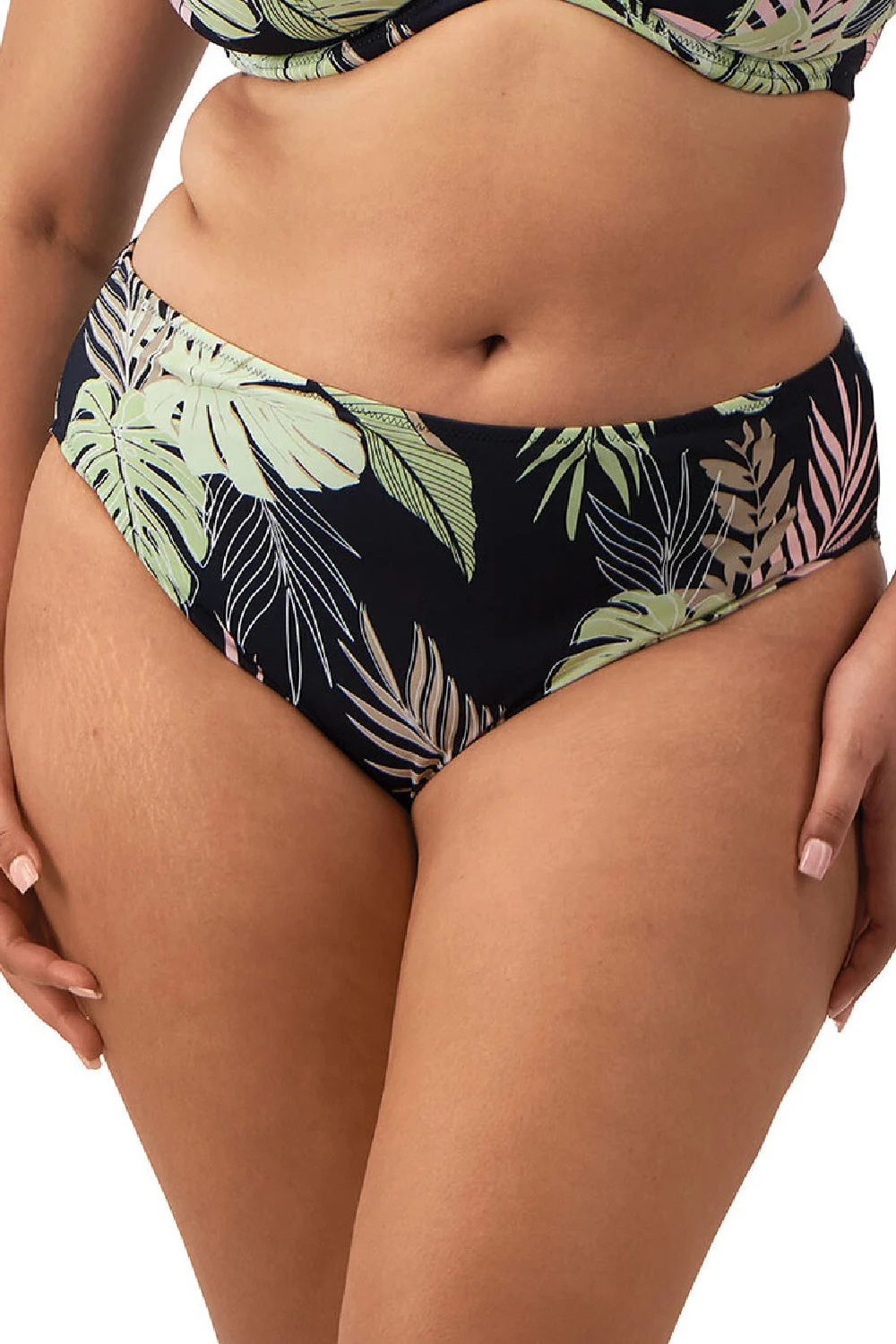 Elomi Tropical Retreat Mid Rise Swim Brief, Black (ES8901972)