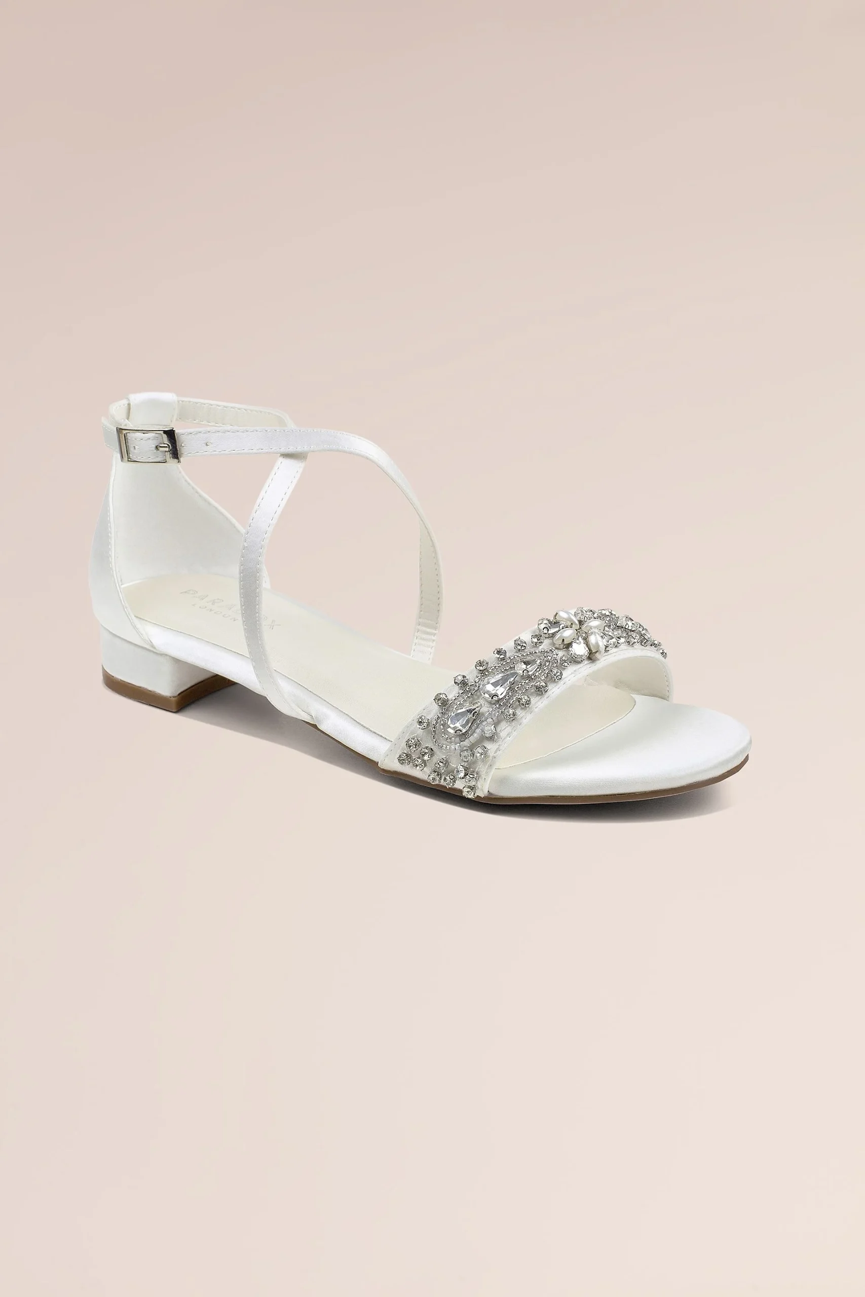 Elyse Crystal Embellished Cross Strap Flat Sandals