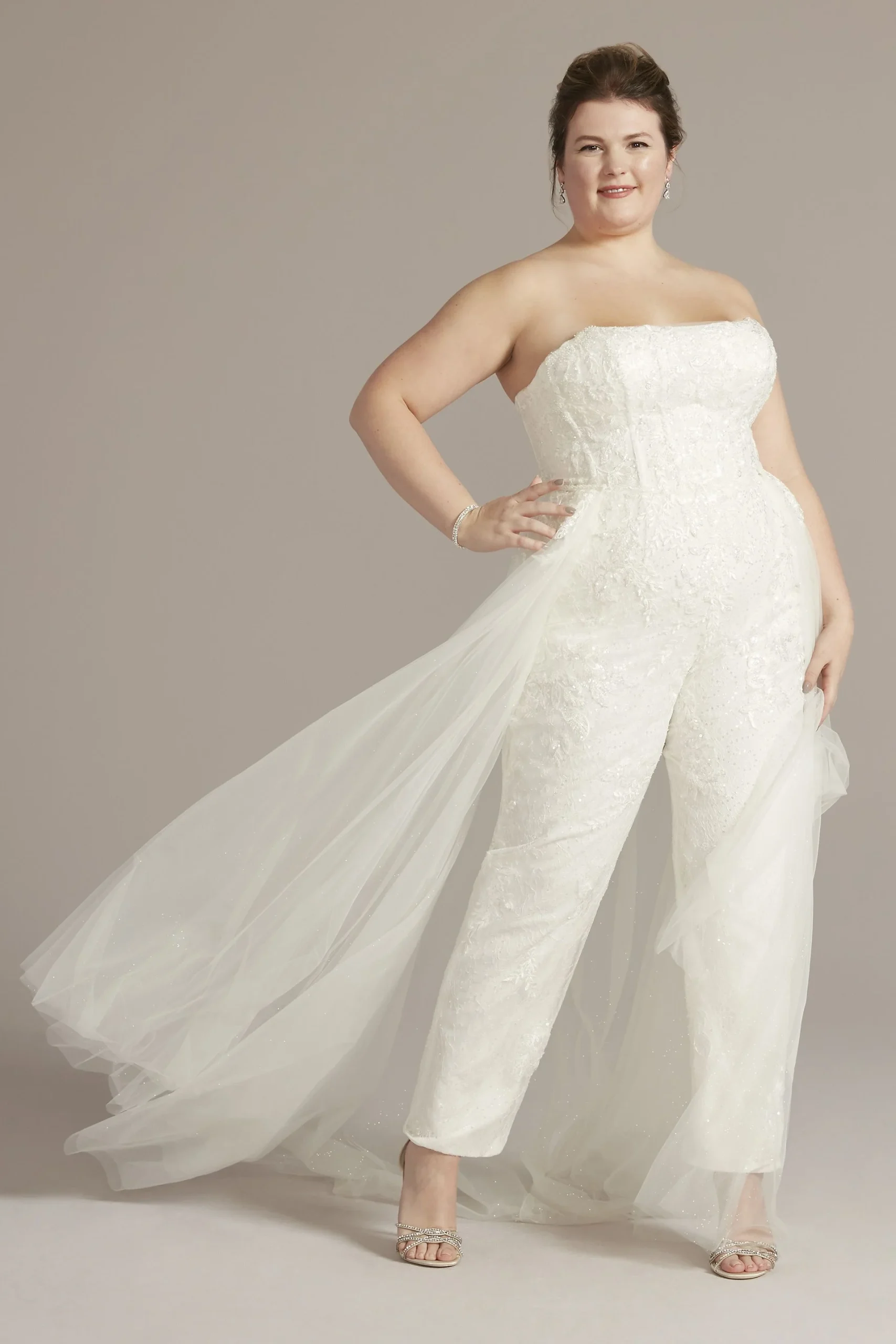 Embellished Bridal Jumpsuit with Overskirt
