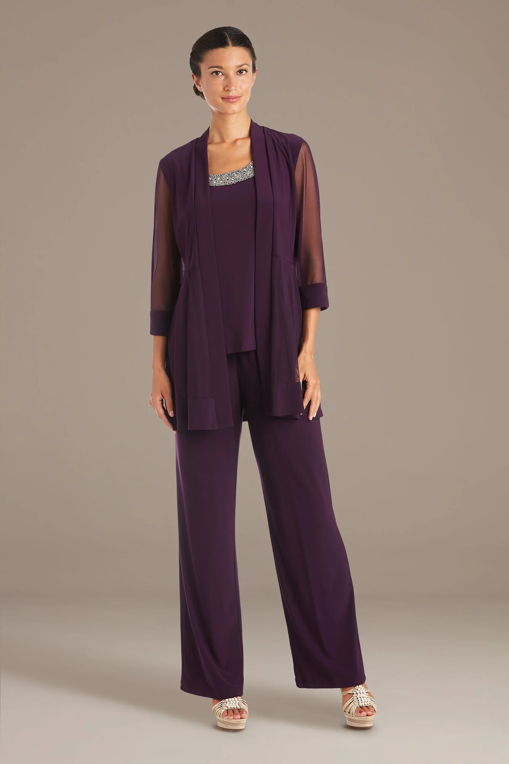 Embellished Jersey Tank Two-Piece Pantsuit