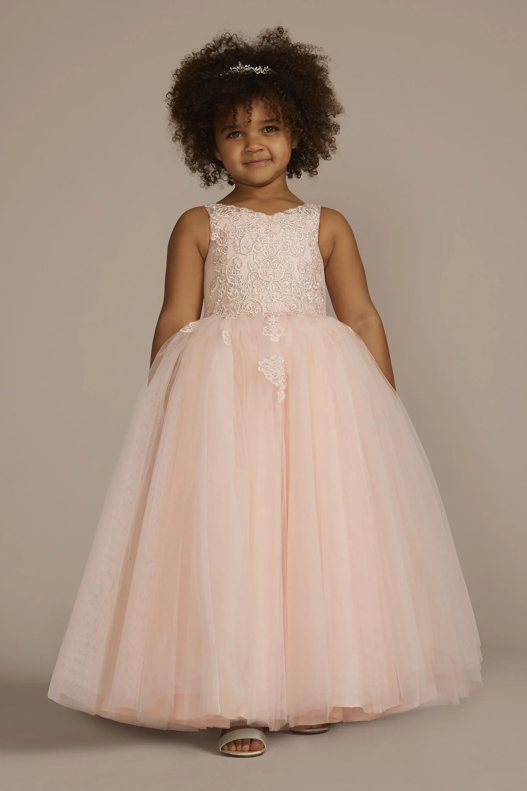 Embellished Lace Applique Flower Girl Dress
