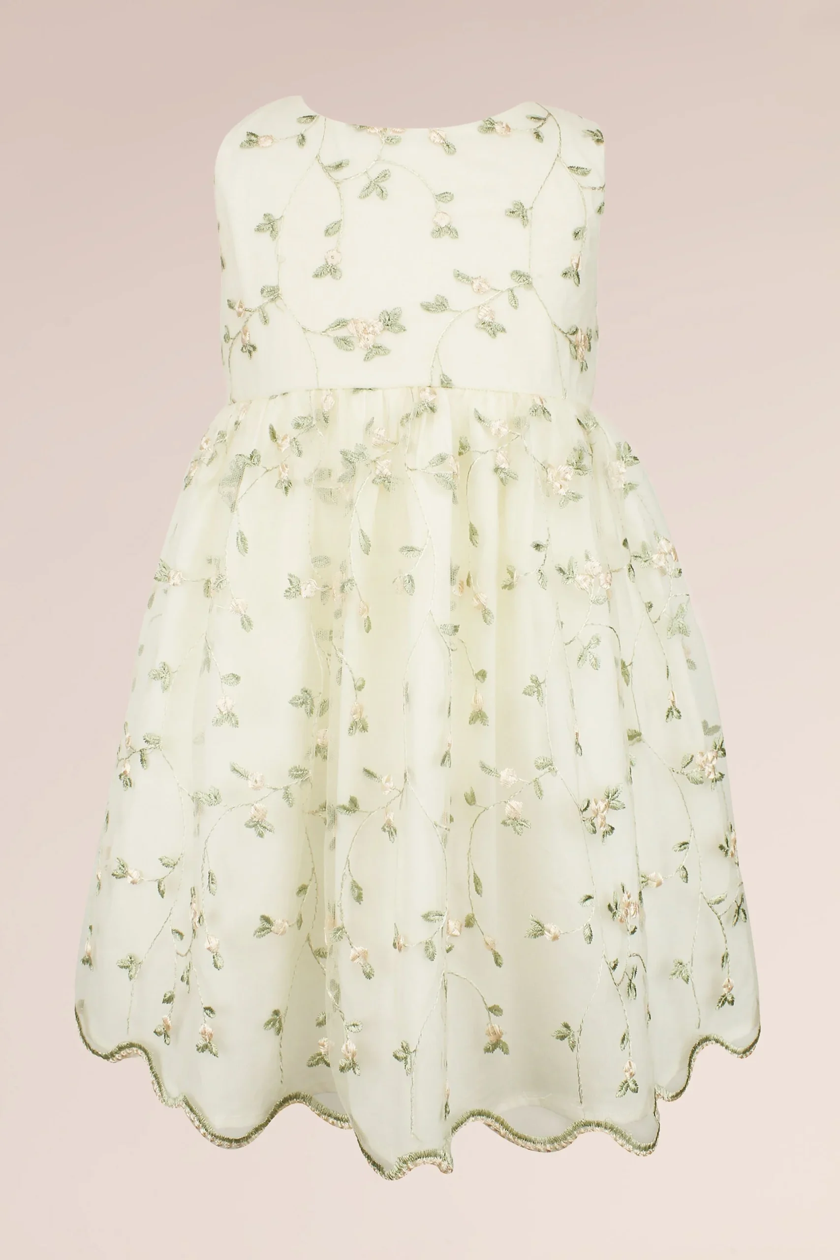 Embroidered Budding Blooms Flower Girl Dress