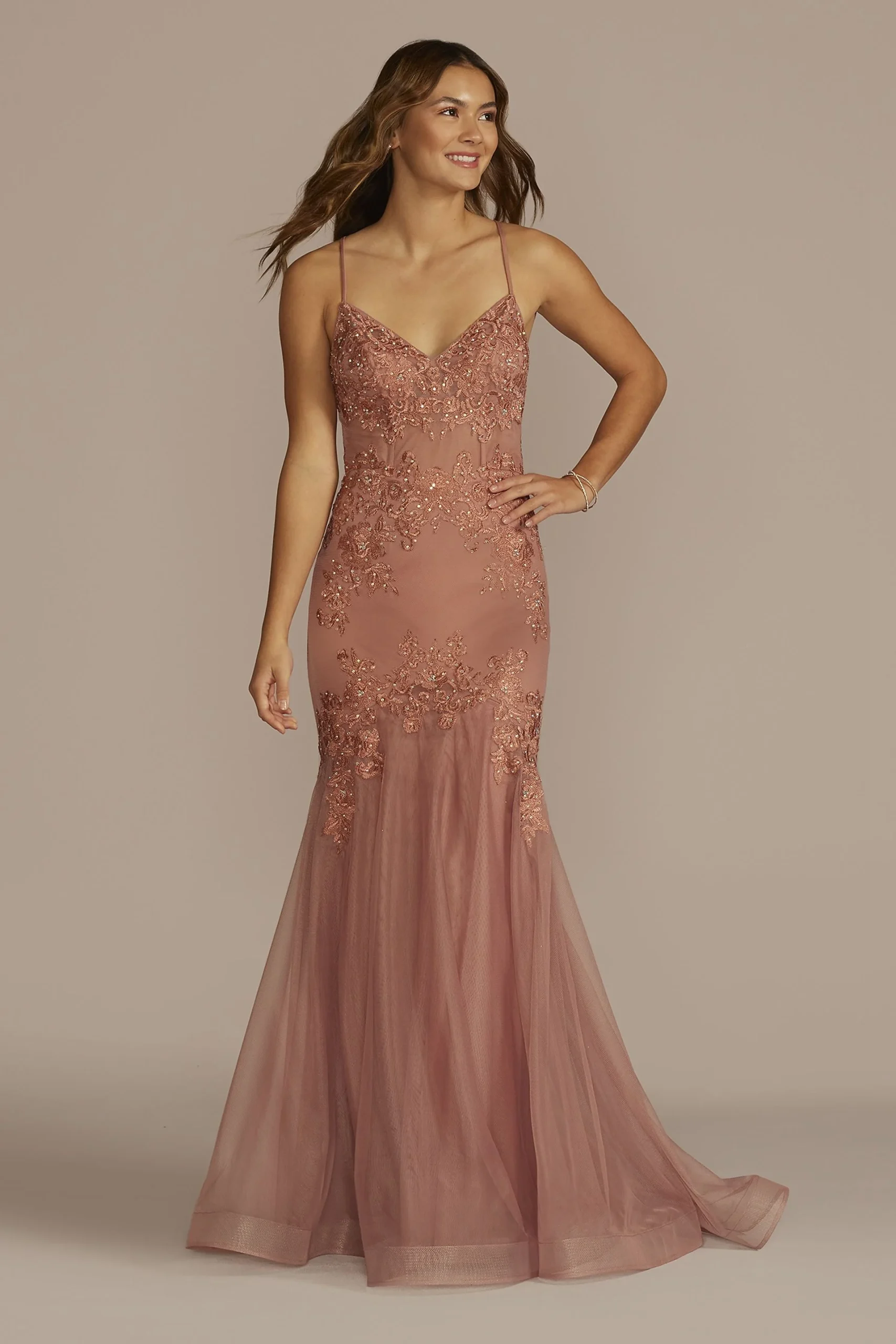 Embroidered Embellished Mermaid Trumpet Dress