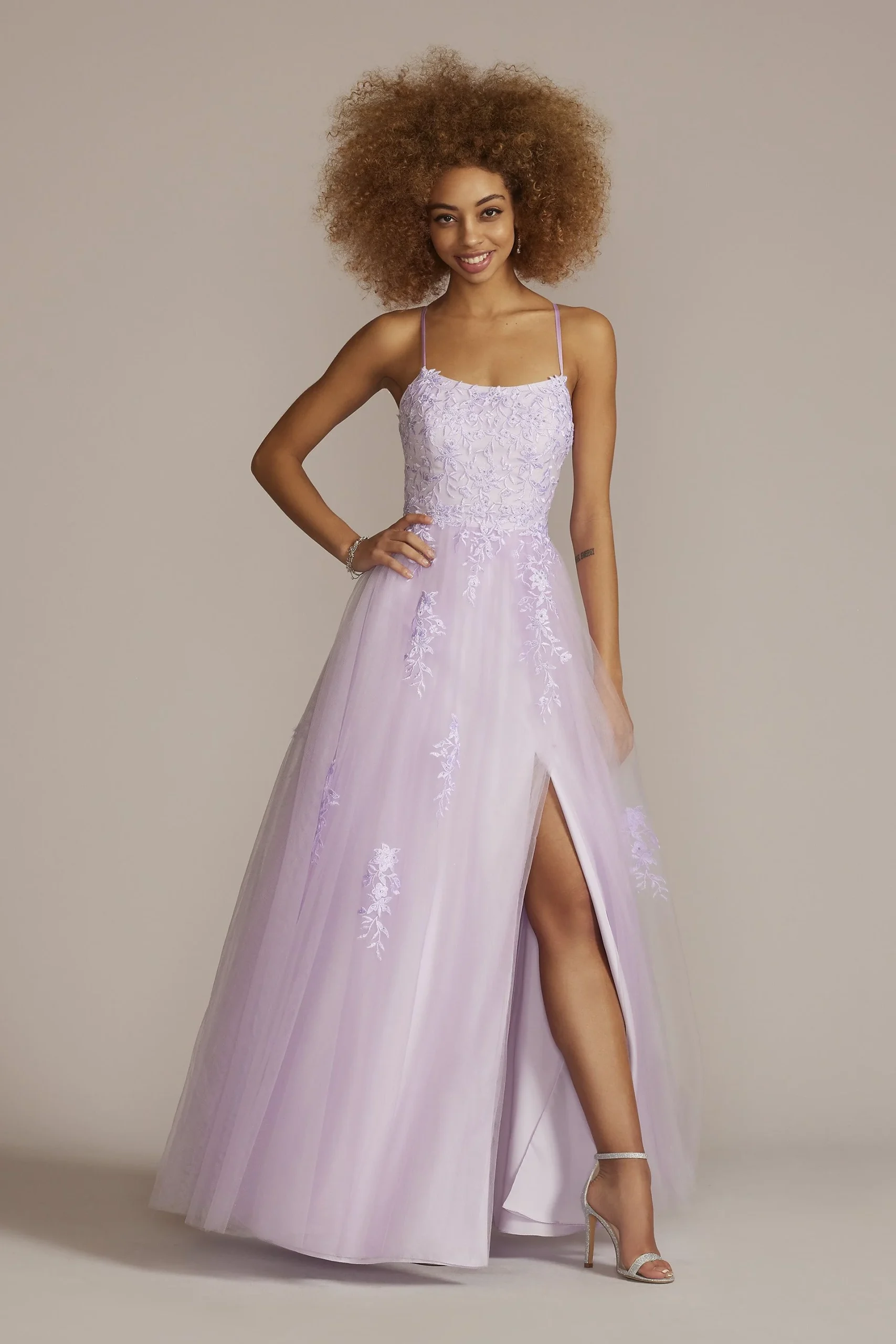 Embroidered Lace Tulle A-Line Dress
