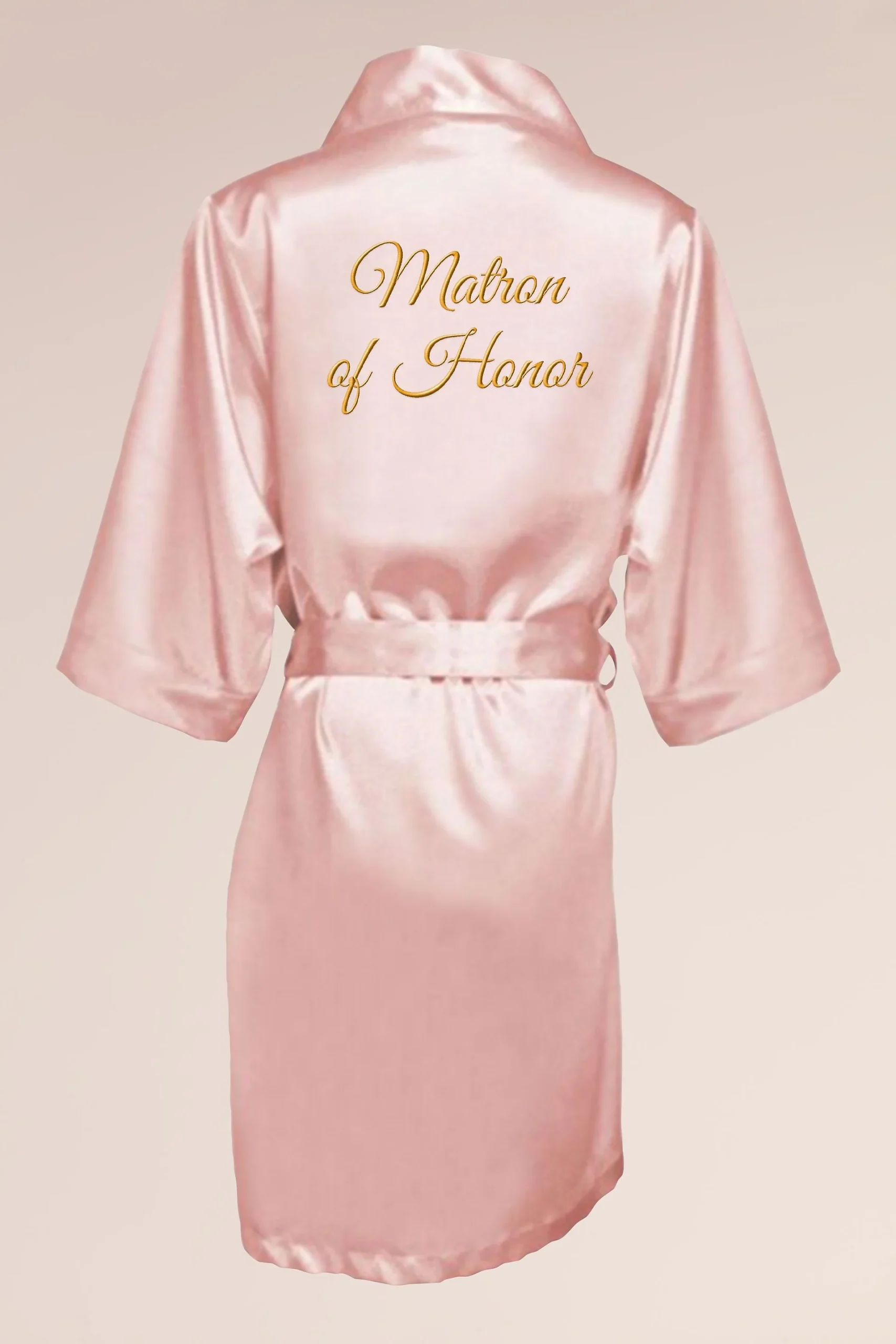 Embroidered Matron of Honor Satin Robe