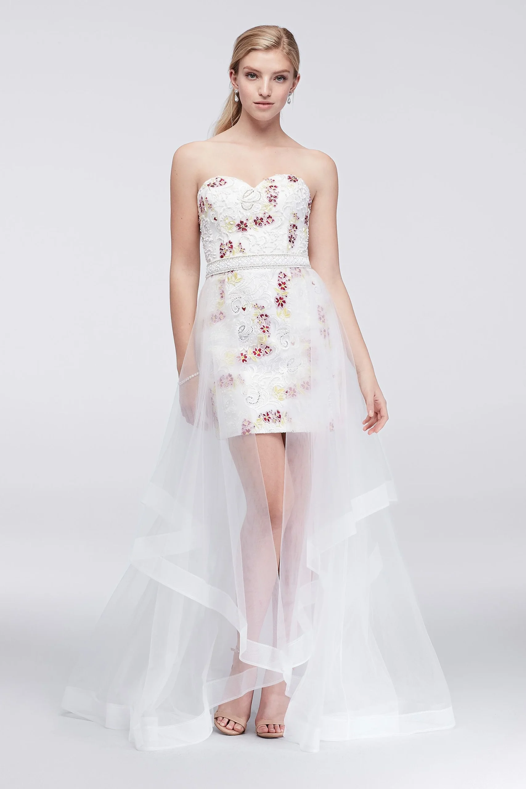 Embroidered Mini-Dress with Organza Overlay
