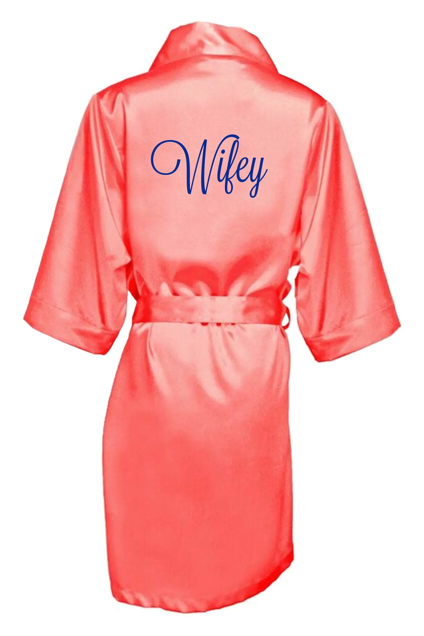 Embroidered Wifey Satin Robe