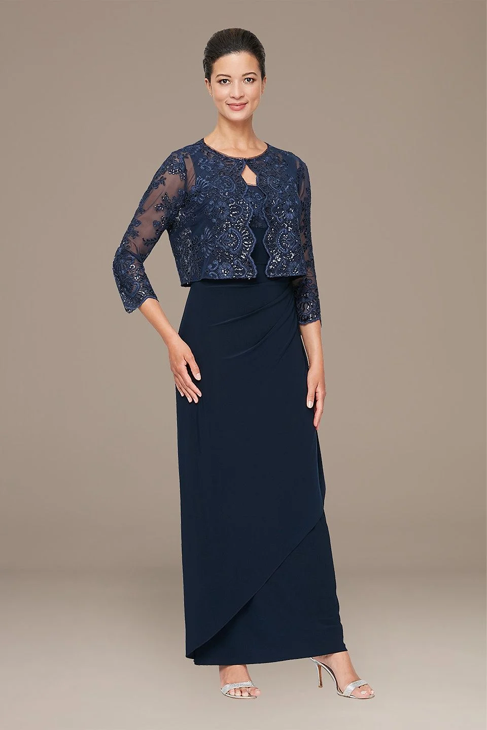 Empire Waist Tank Dress with Embroidered Jacket