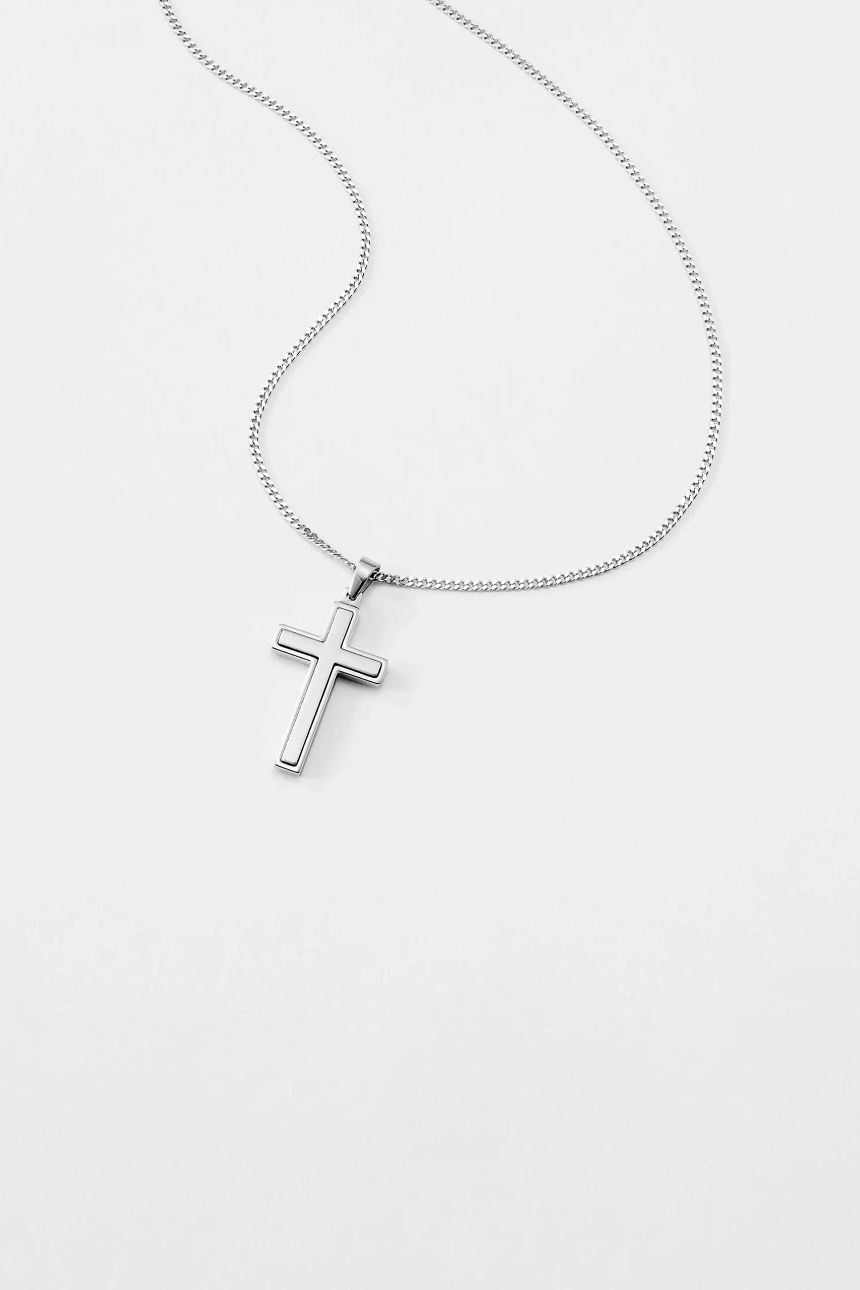 Engraved Childrens Two Tone Cross Necklace