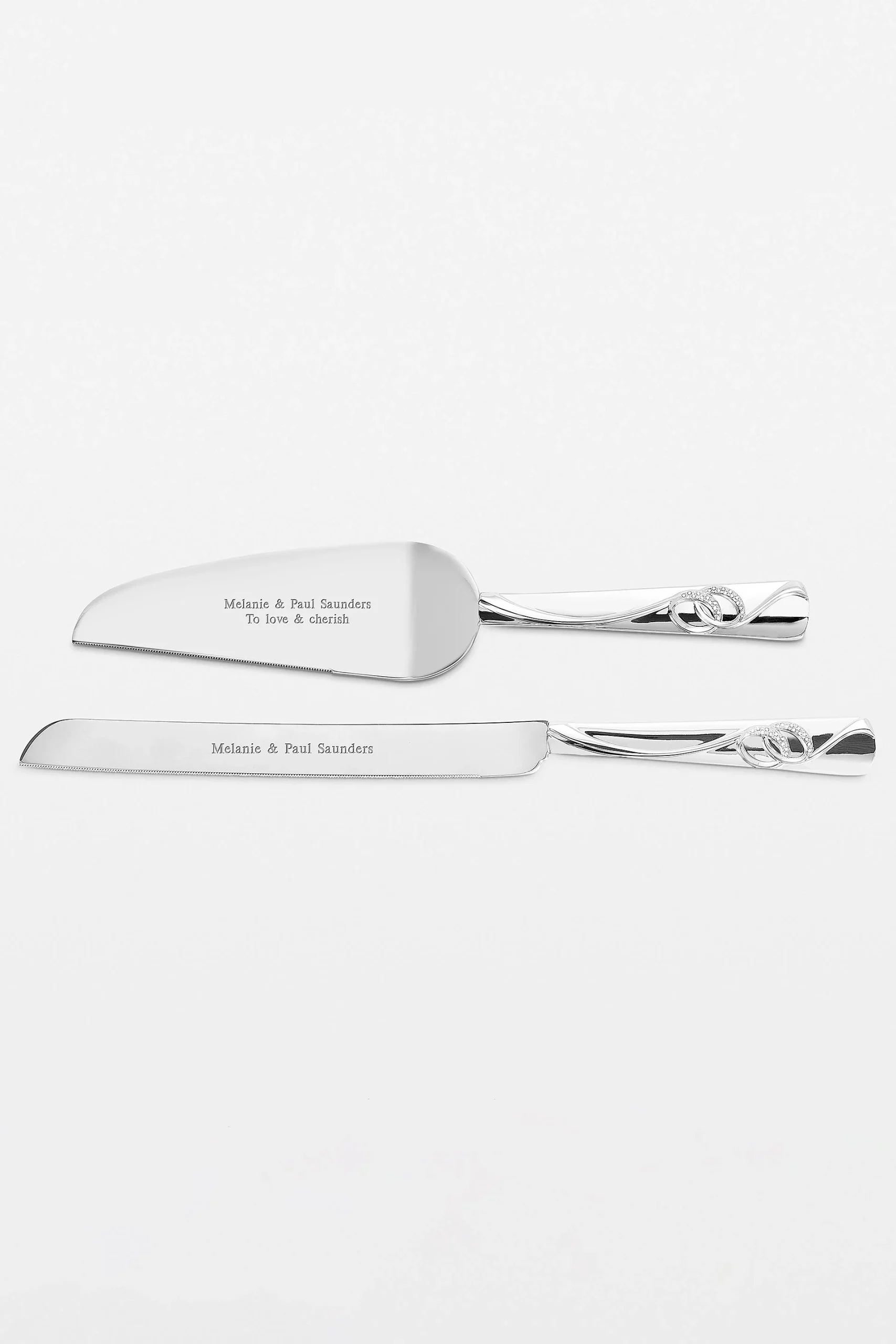 Engraved Double Rings Cake Server Set