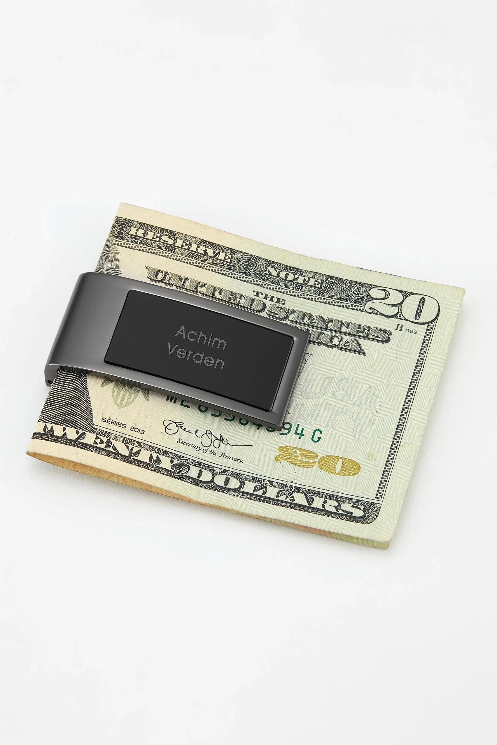 Engraved Gunmetal and Black Money Clip