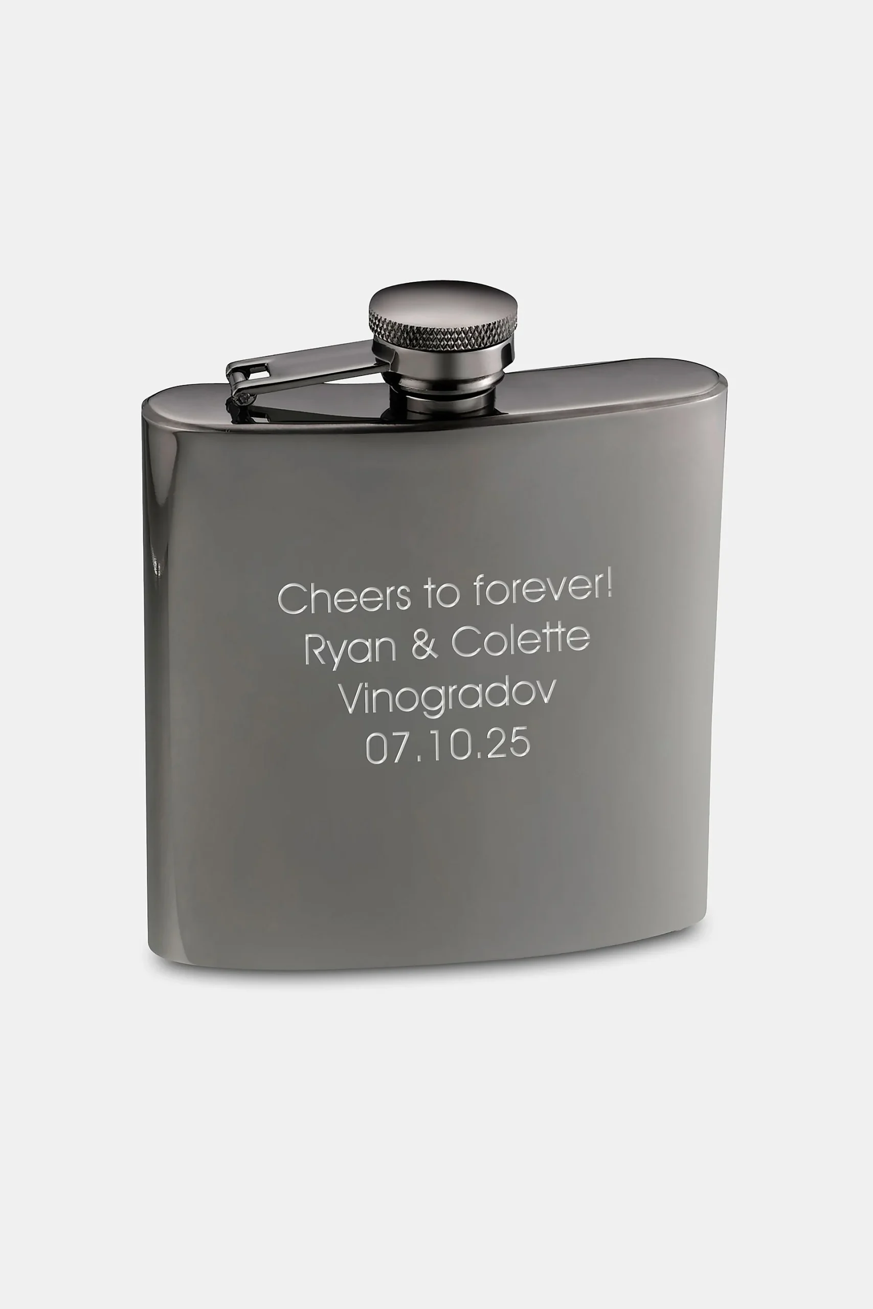Engraved Gunmetal Flask