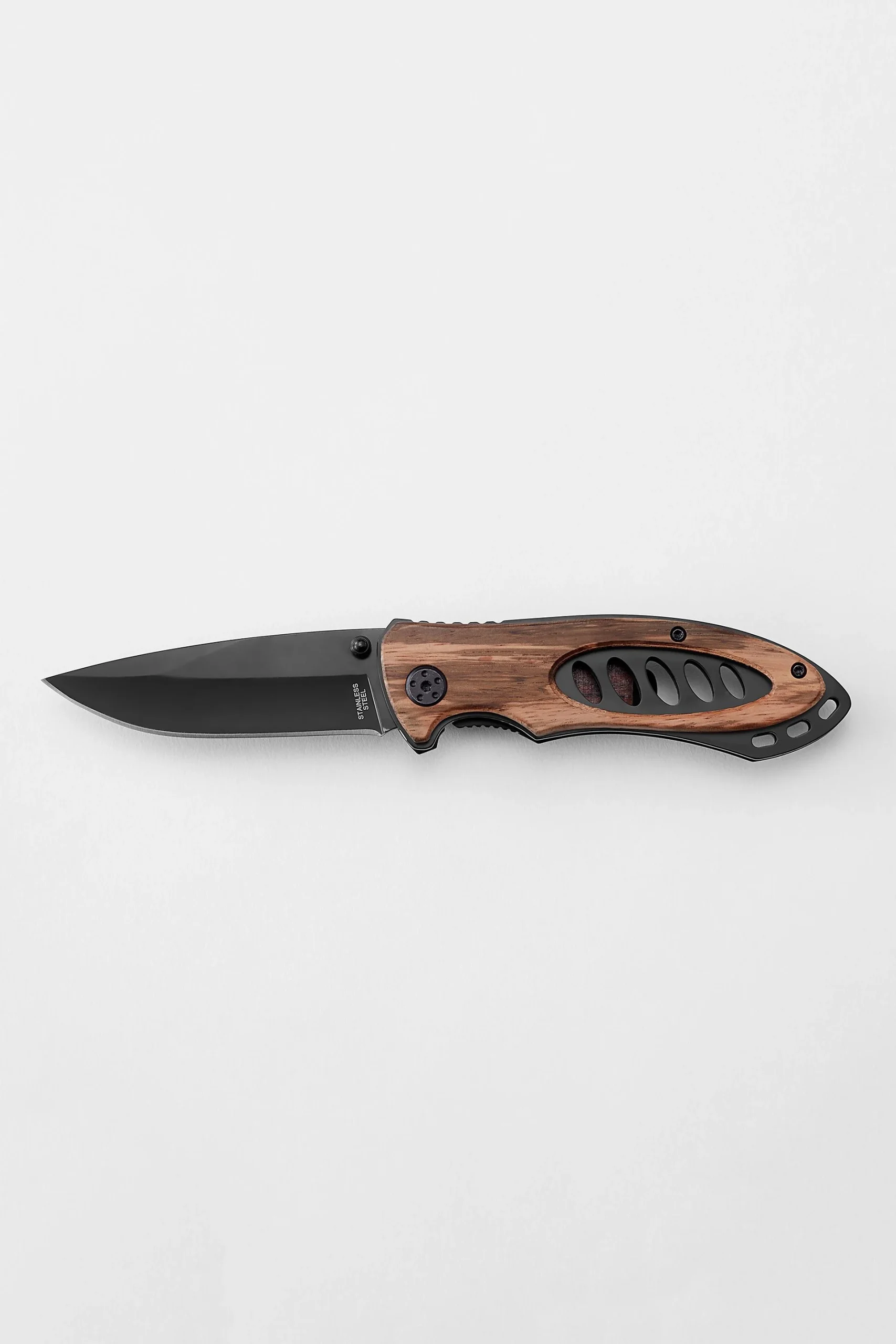 Engraved Gunmetal and Wood Pocket Knife