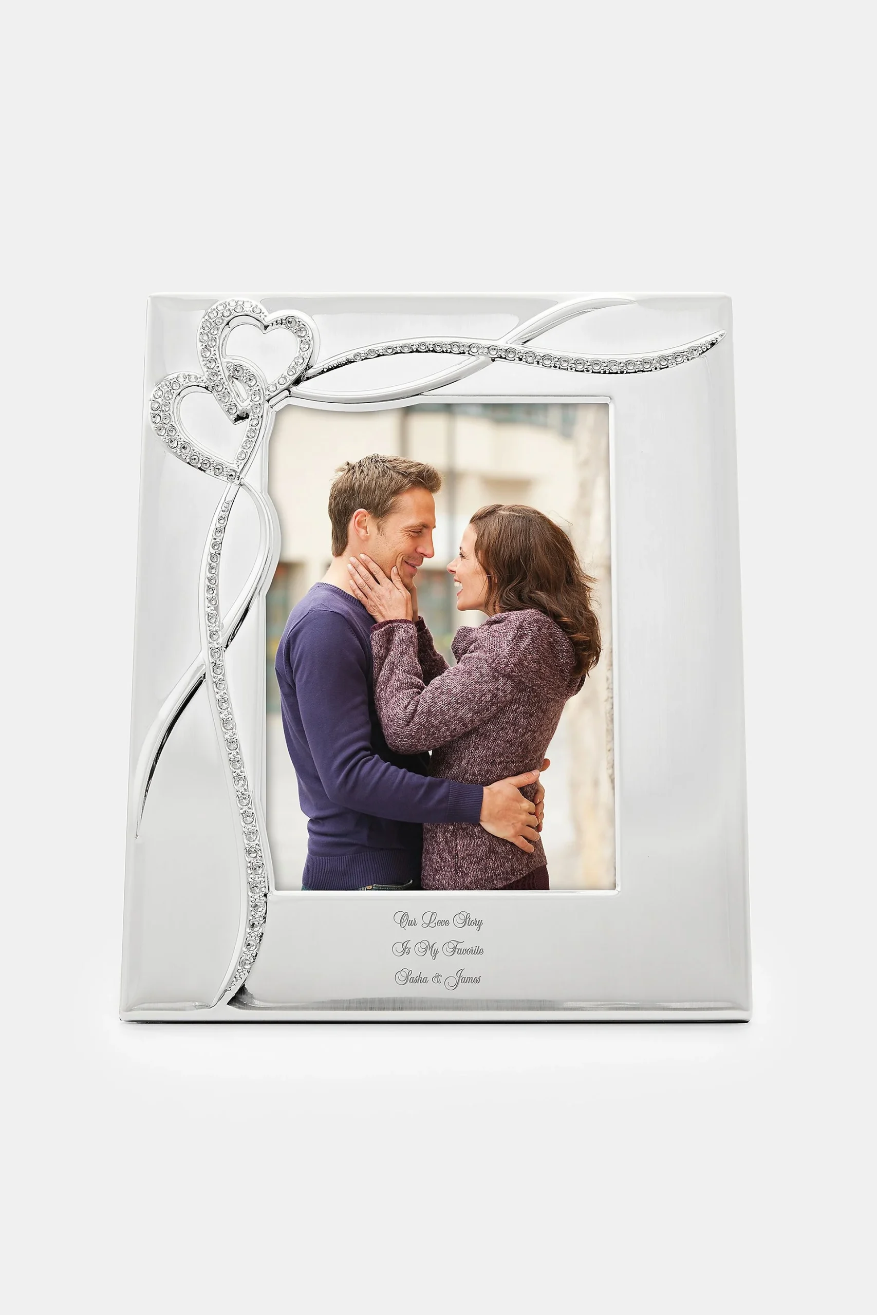Engraved Intertwined Heart 5x7 Picture Frame