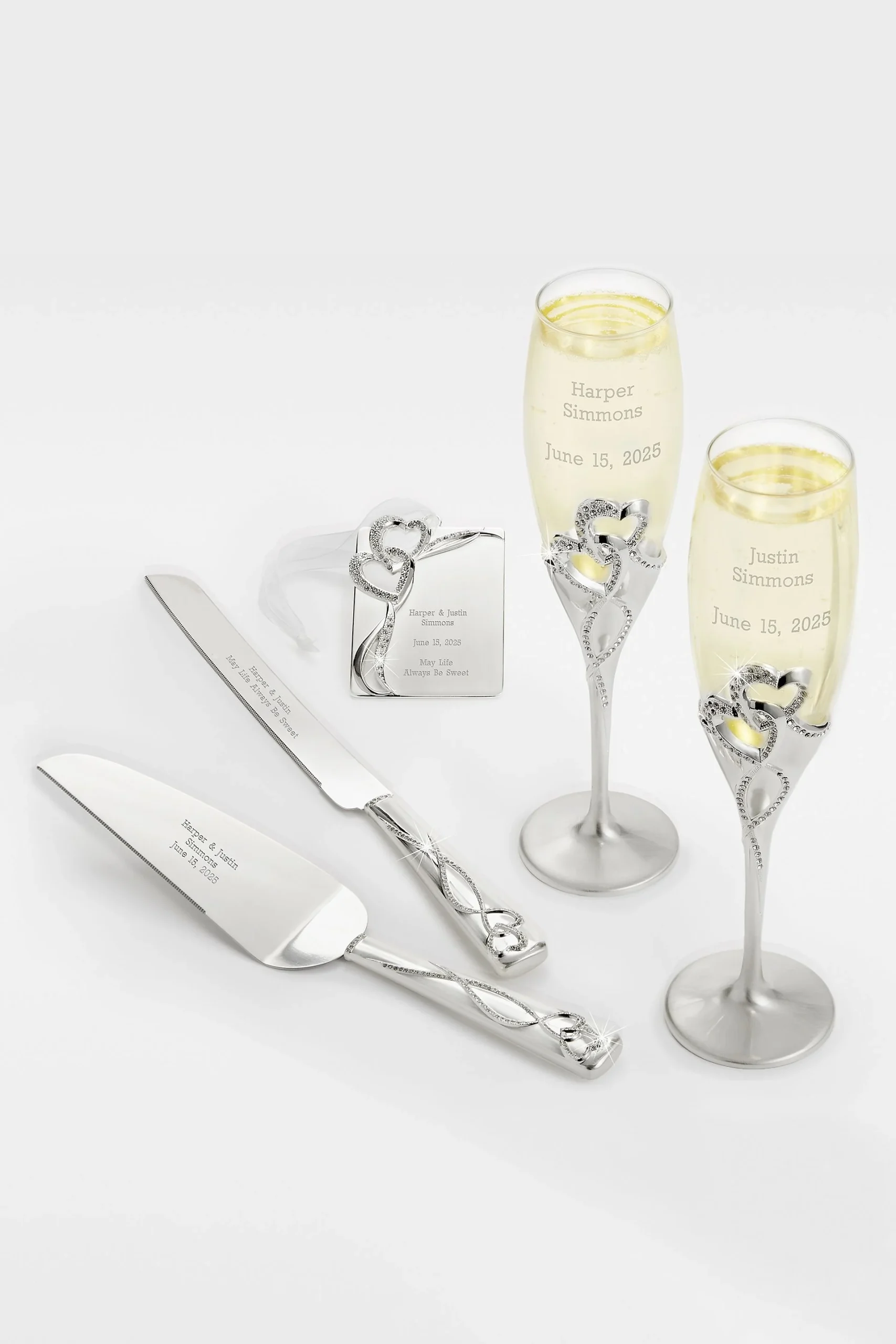 Engraved Intertwined Heart Wedding Gift Set