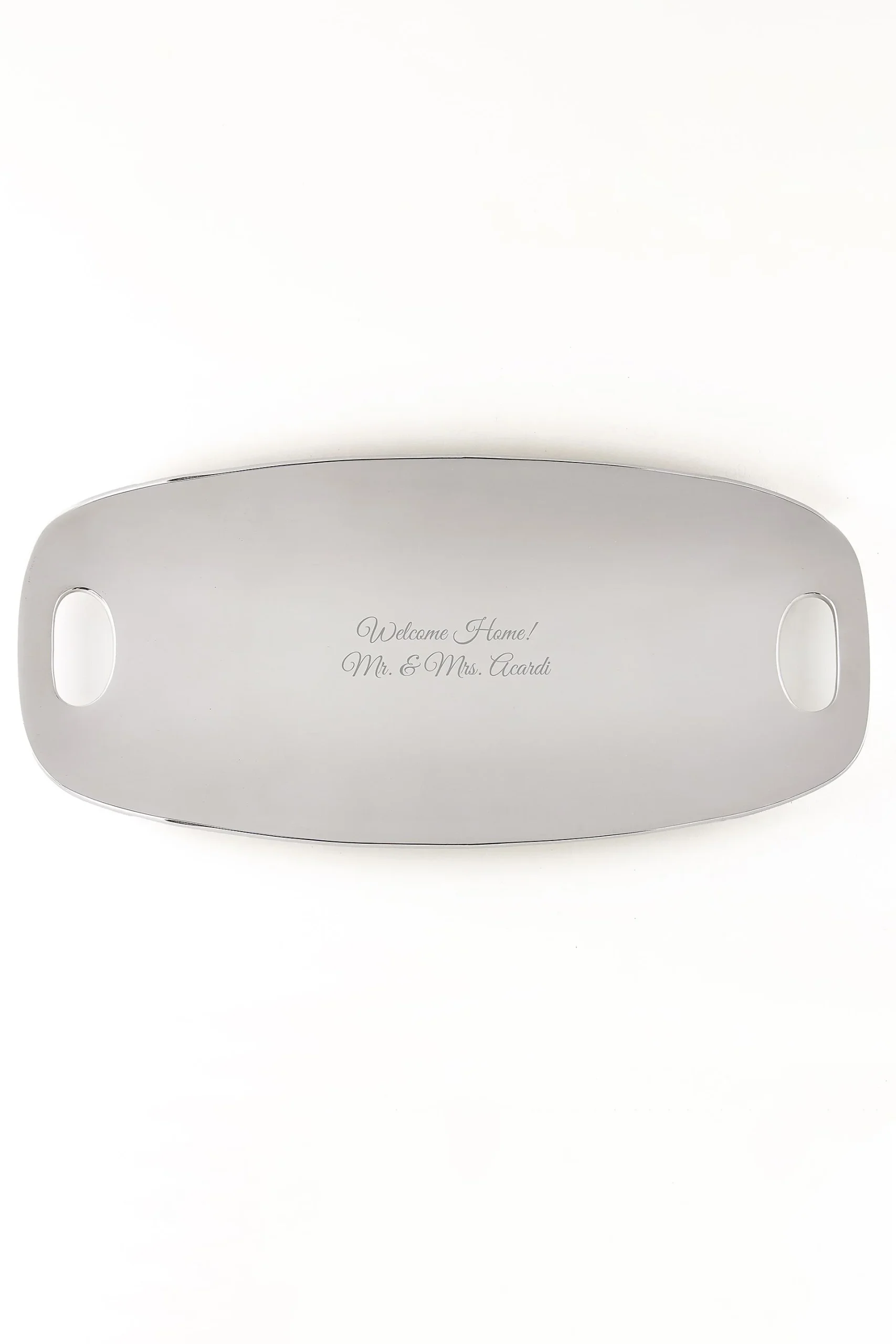 Engraved Nambe Silver Large Handled Tray