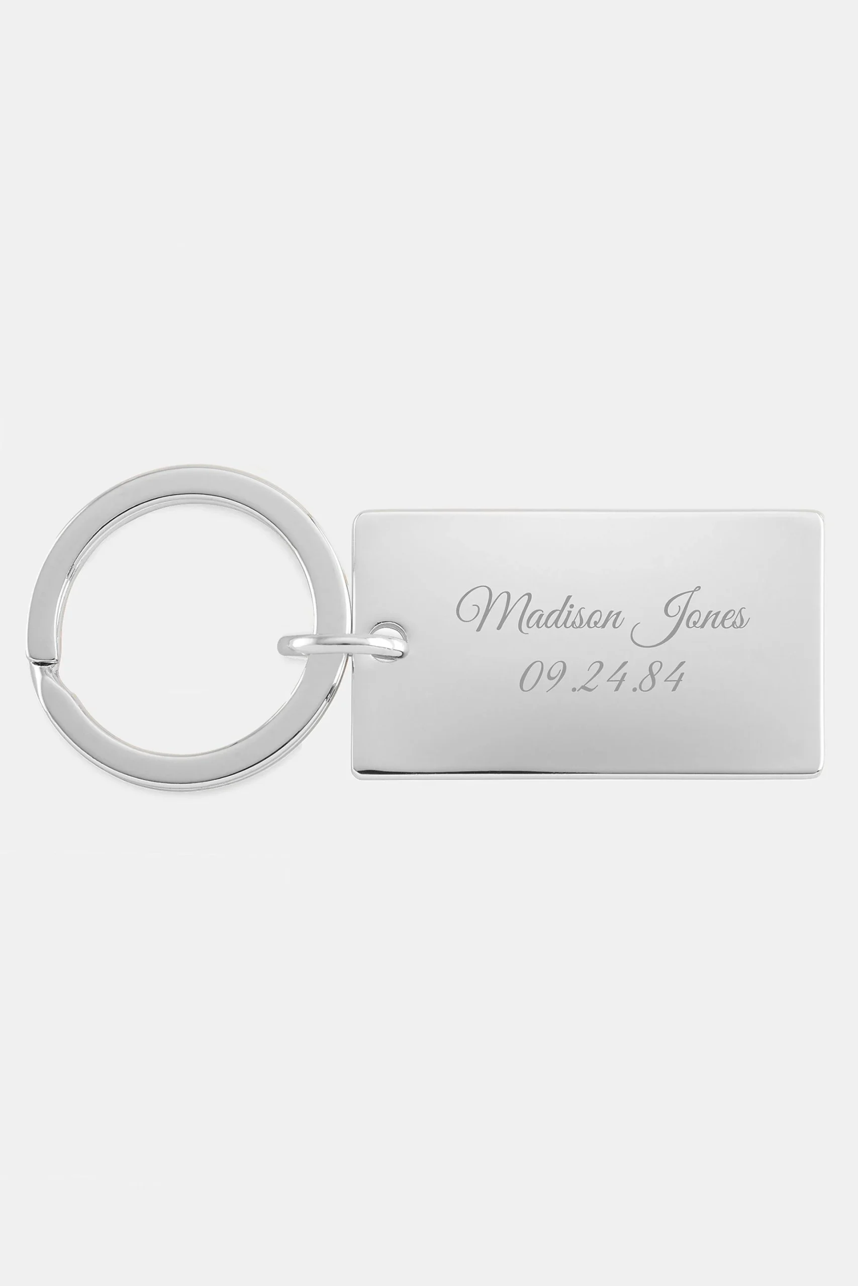 Engraved Nickel Rectangle Keychain
