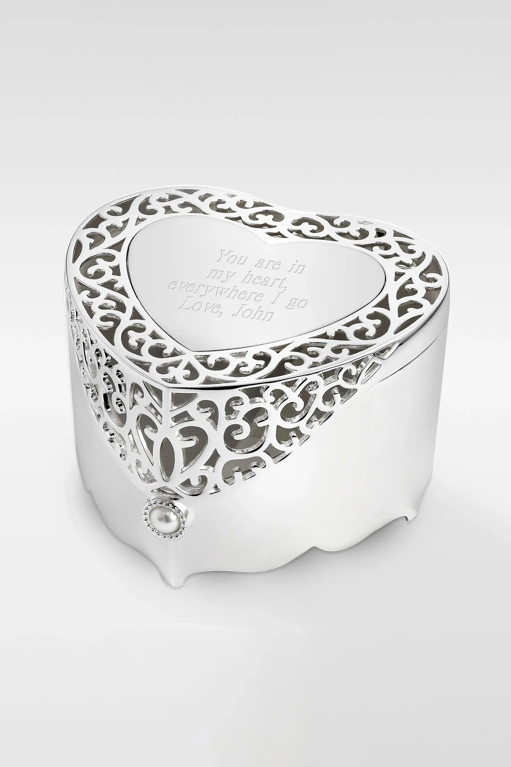 Engraved Scroll Heart Keepsake Box