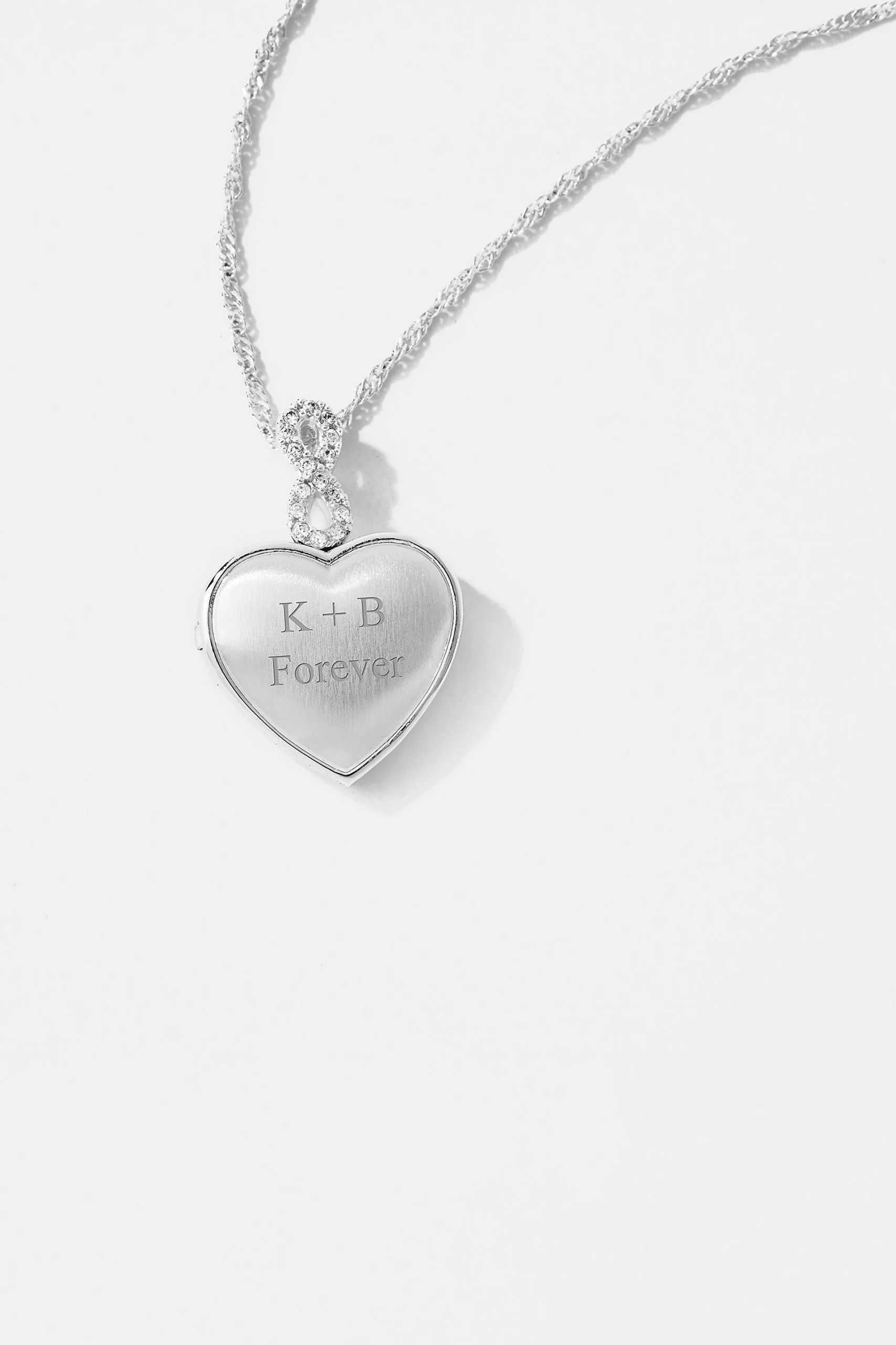 Engraved Sterling Silver Infinity Heart Locket