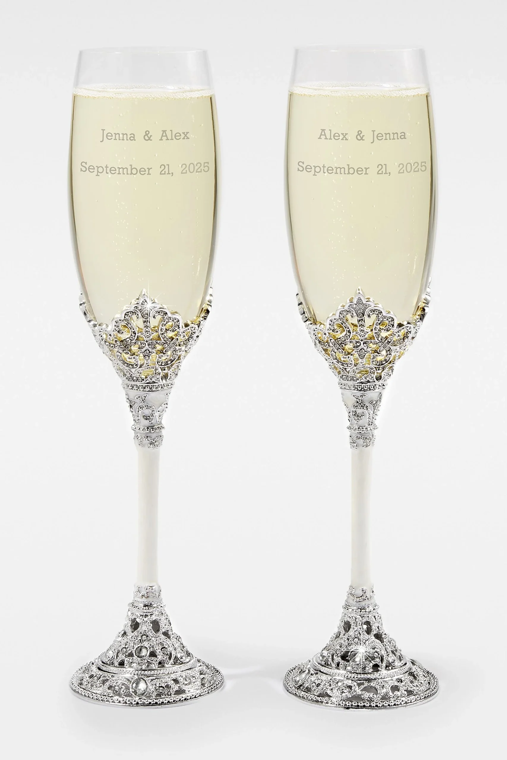 Engraved WeddingAnniversary Cathedral Flute Set
