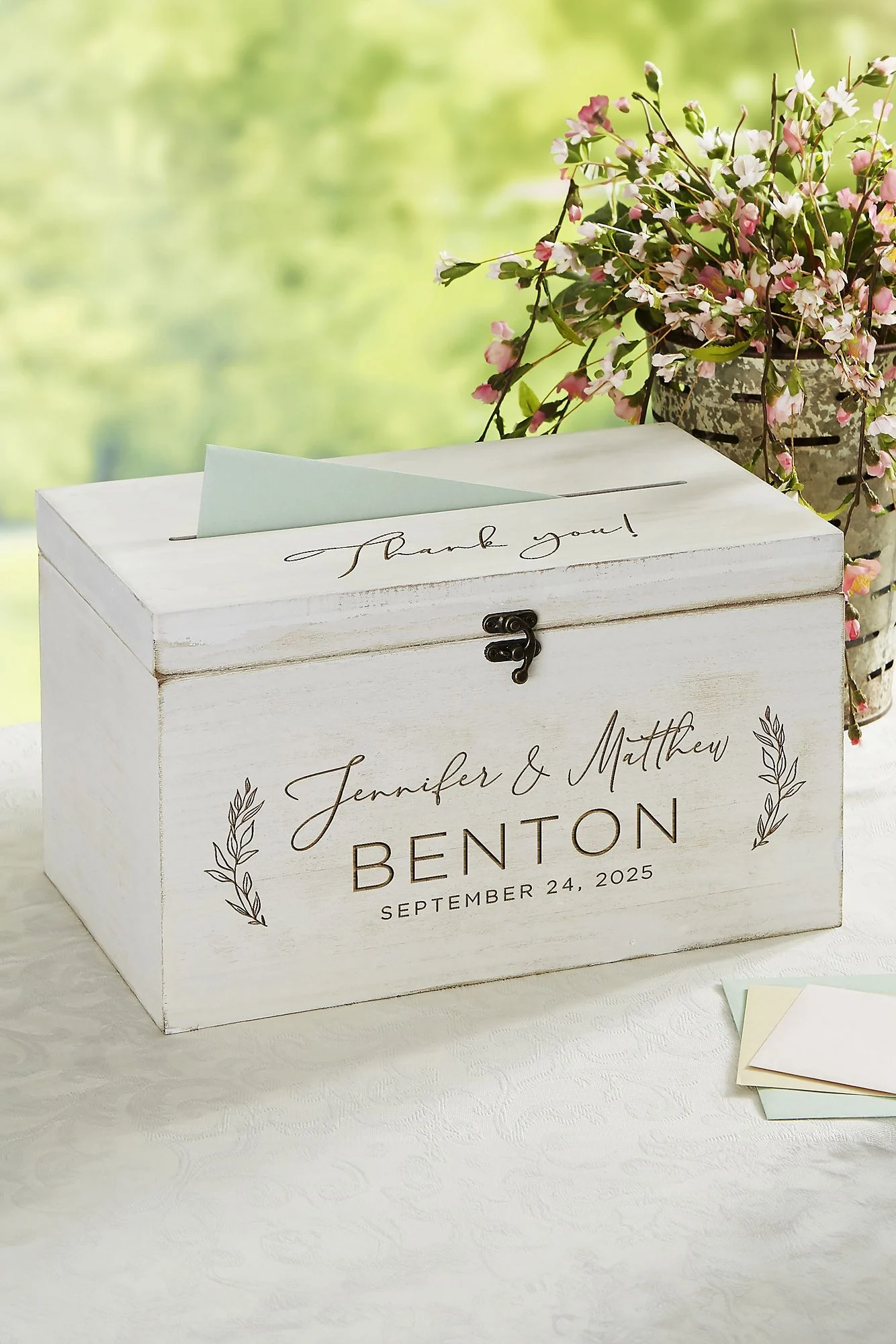 Engraved Wooden Wedding Keepsake Card Box