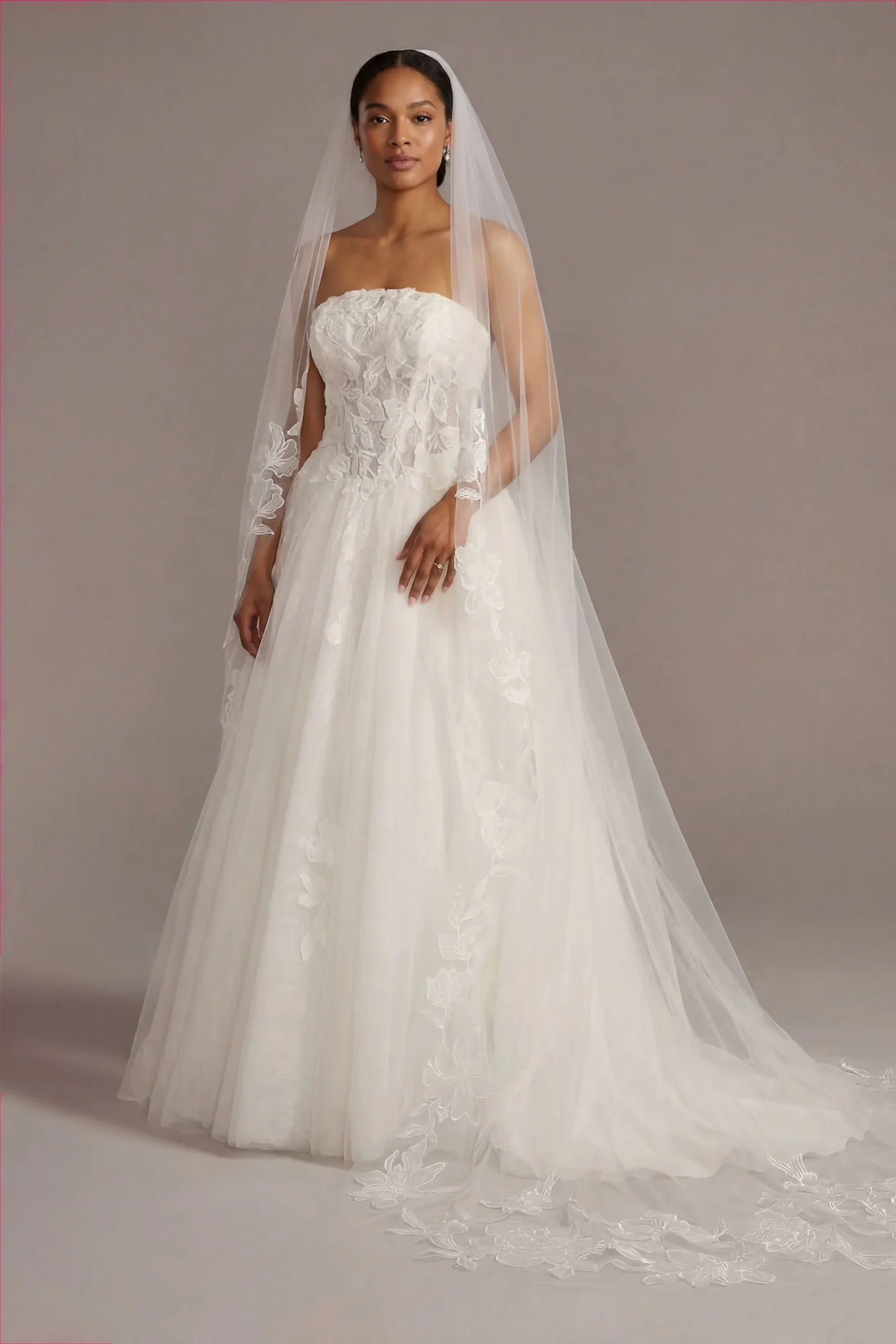 Etched Floral Cathedral Veil