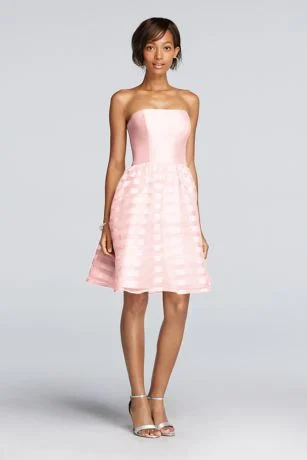 Extra Length Short Striped Organza Mikado Dress