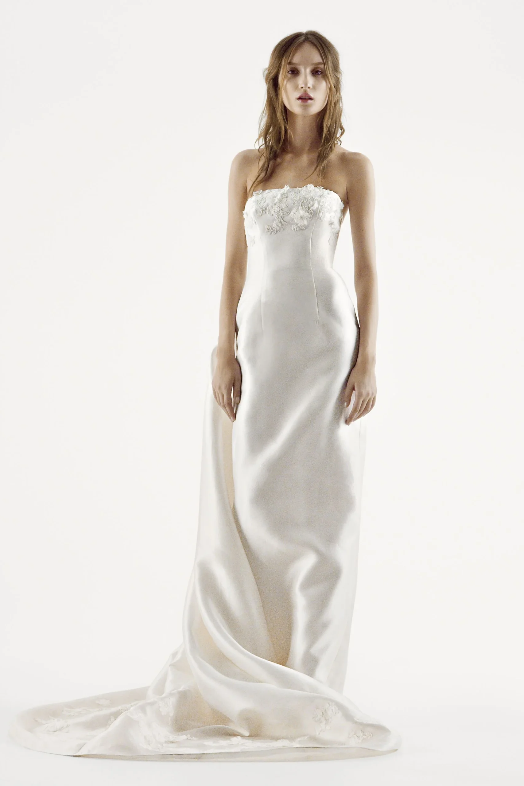 Extra Length Strapless Mikado Column Gown