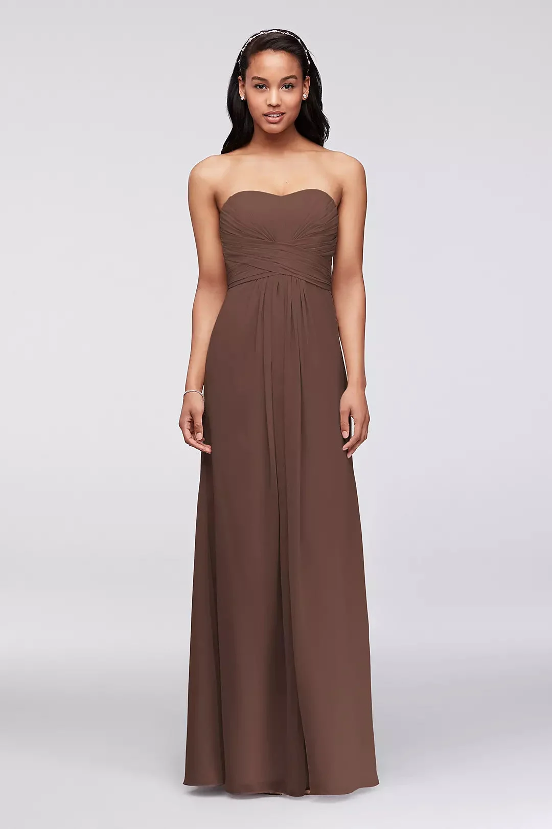 Extra Length Sweetheart Neck Chiffon Dress