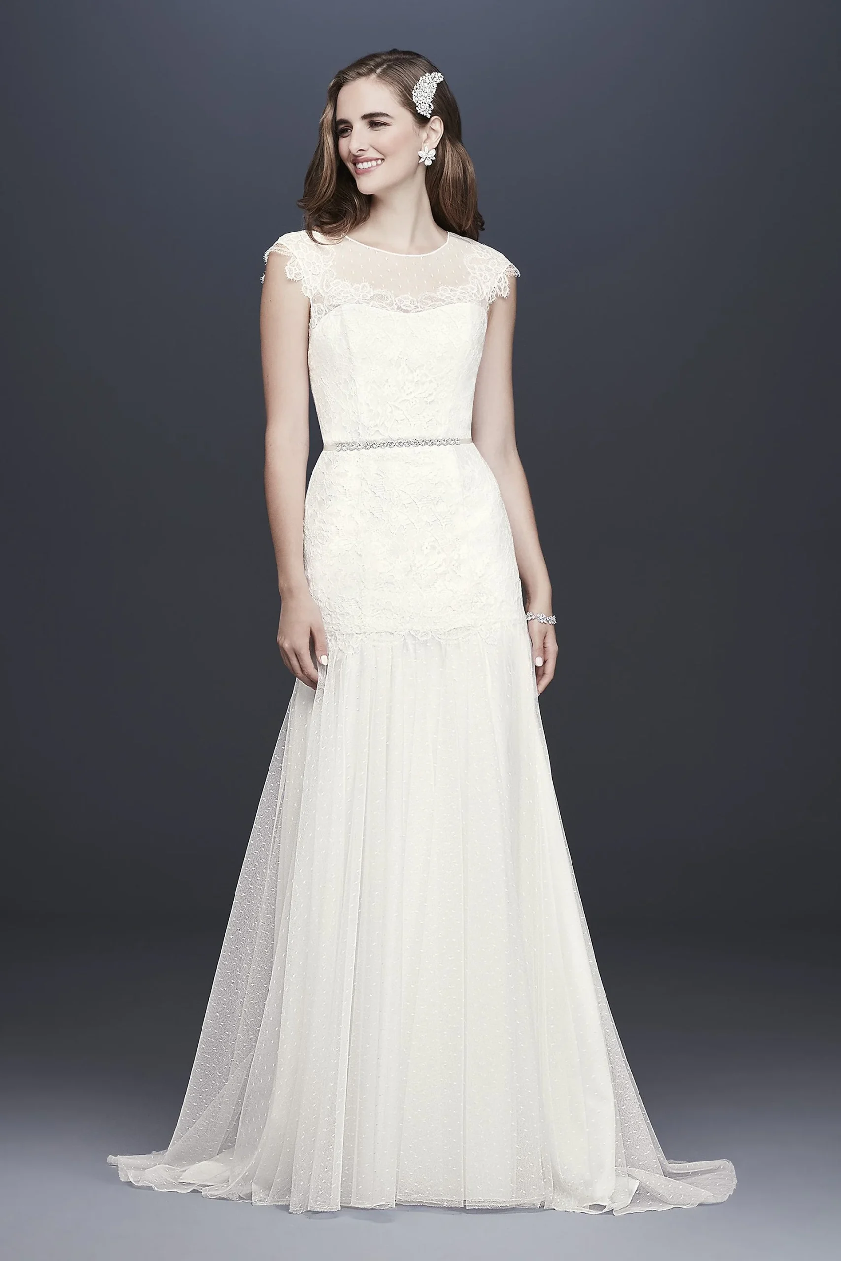 Eyelet Chiffon A-Line Wedding Gown