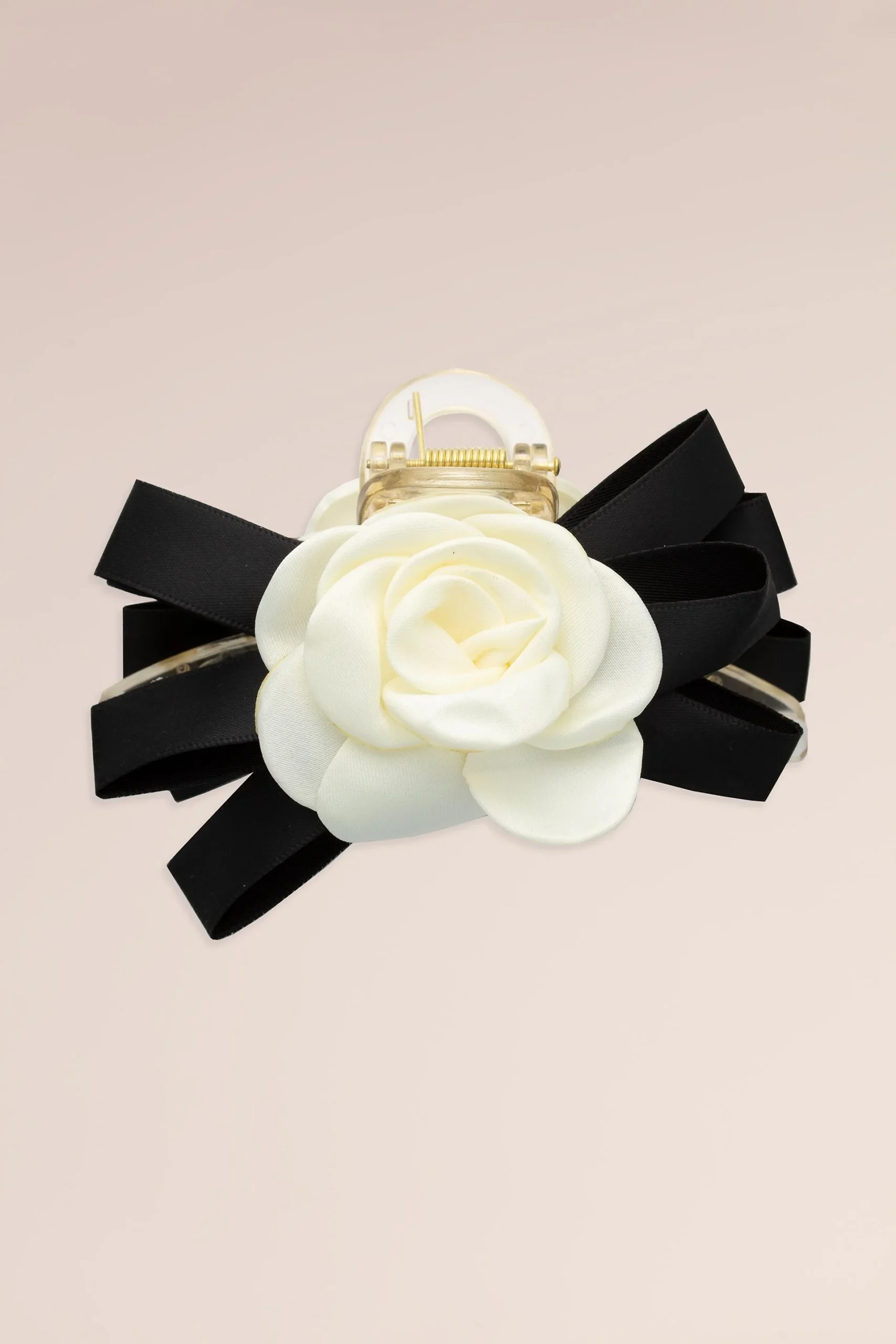 Fabric Flower and Ribbon Claw Clip