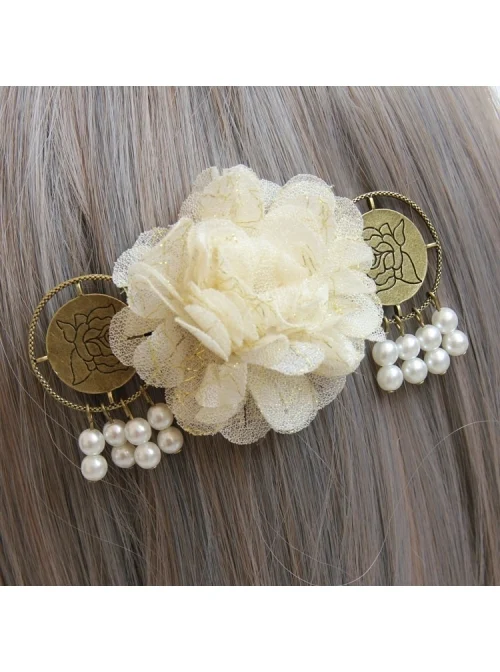 Fashion White Flowers Pearl Handmade Classical Hairpin
