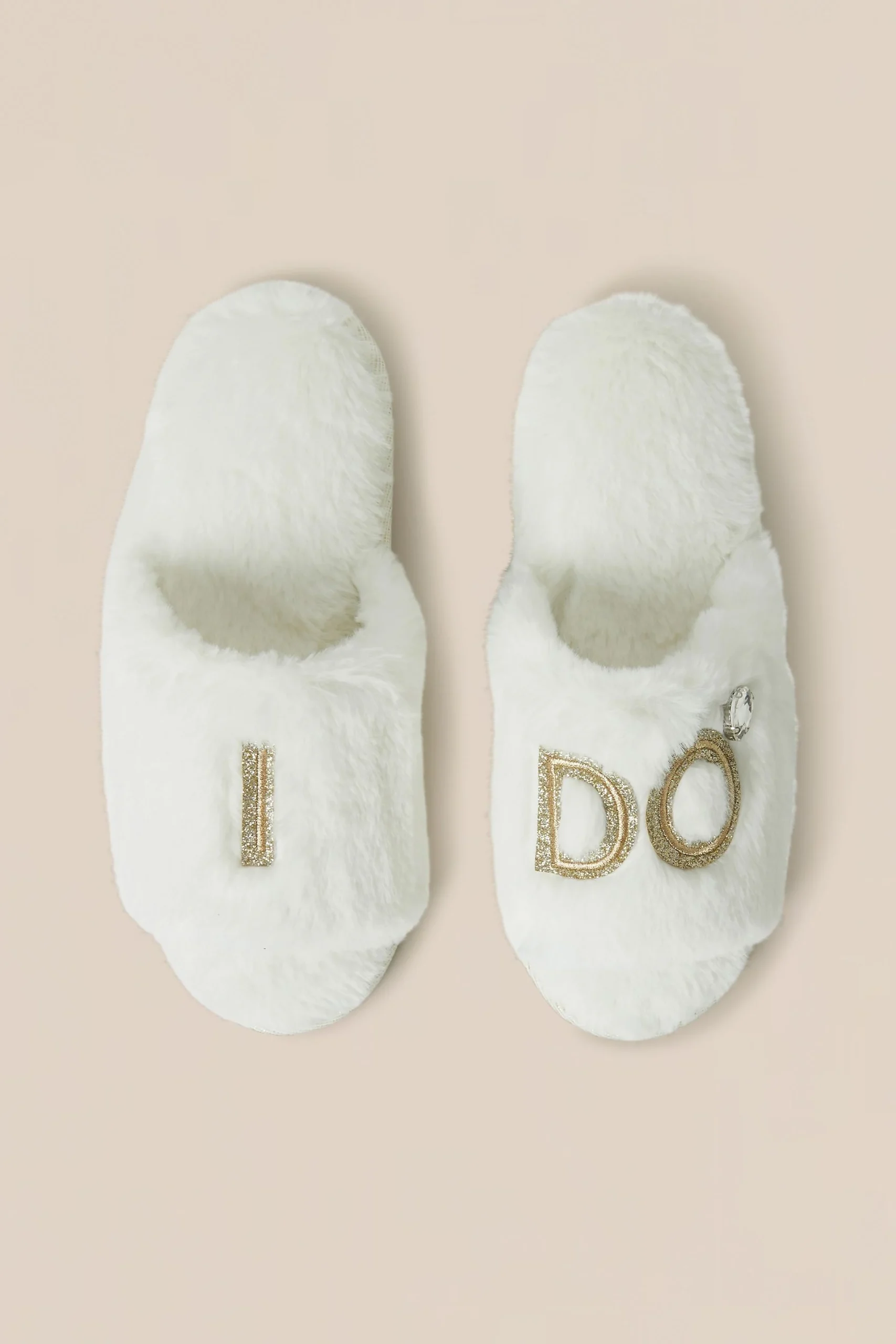 Faux Fur I Do Bridal Slide Slippers