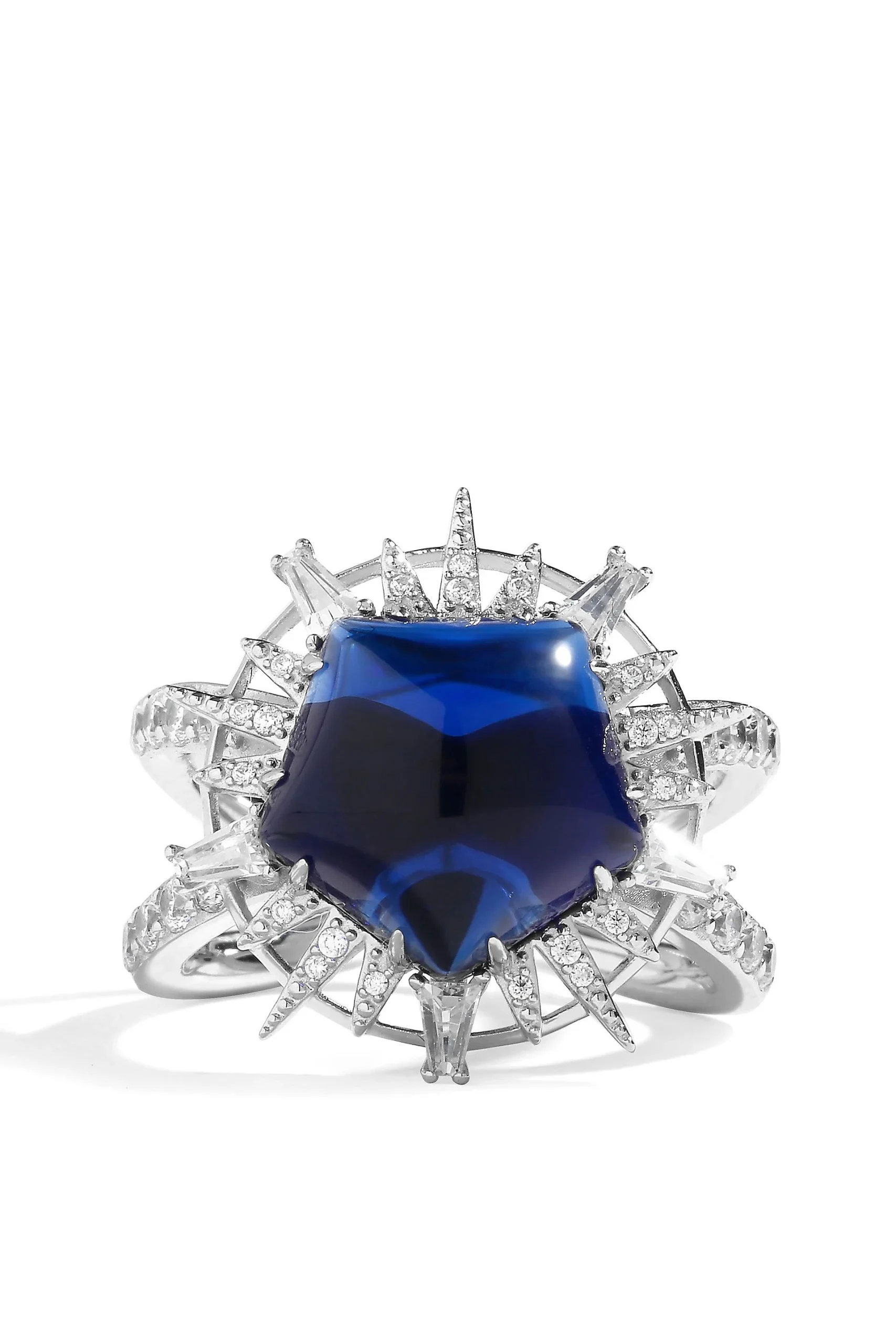 Faux Sapphire Cubic Zirconia Sterling Silver Ring