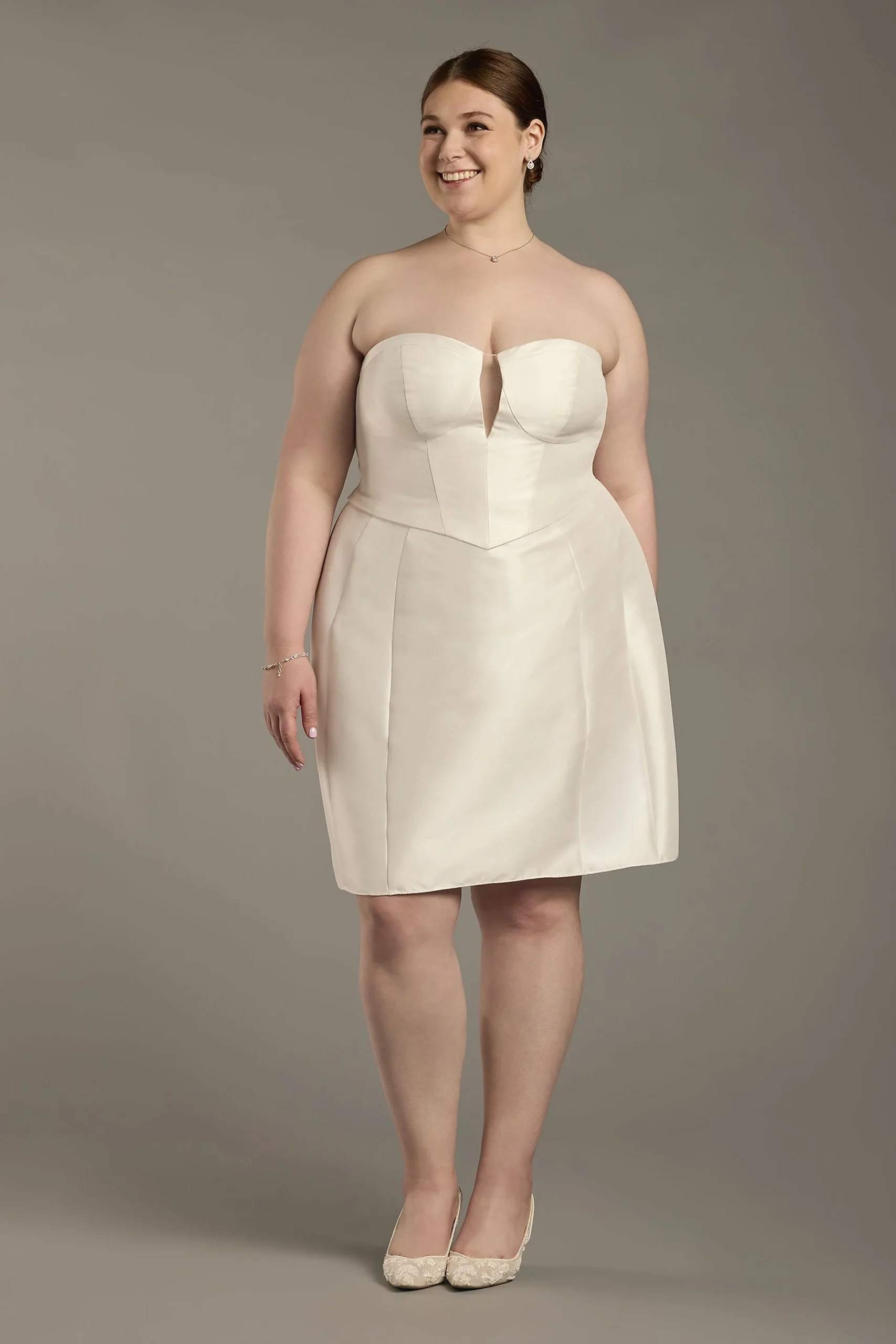 Faux Two-Piece Mini Dress with Plunging Neckline