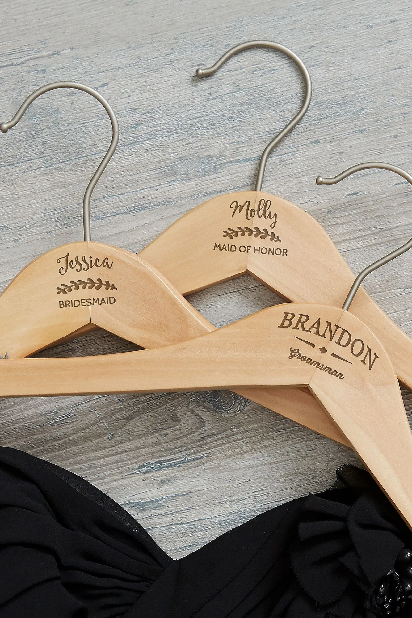 Feminine Bridesmaid Engraved Wood Hanger
