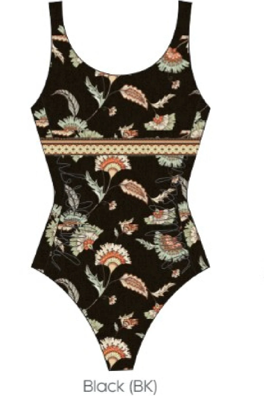 Finz Chlorine Resistant Boho Luxe Banded Swimsuit, Black (FZW1963C)