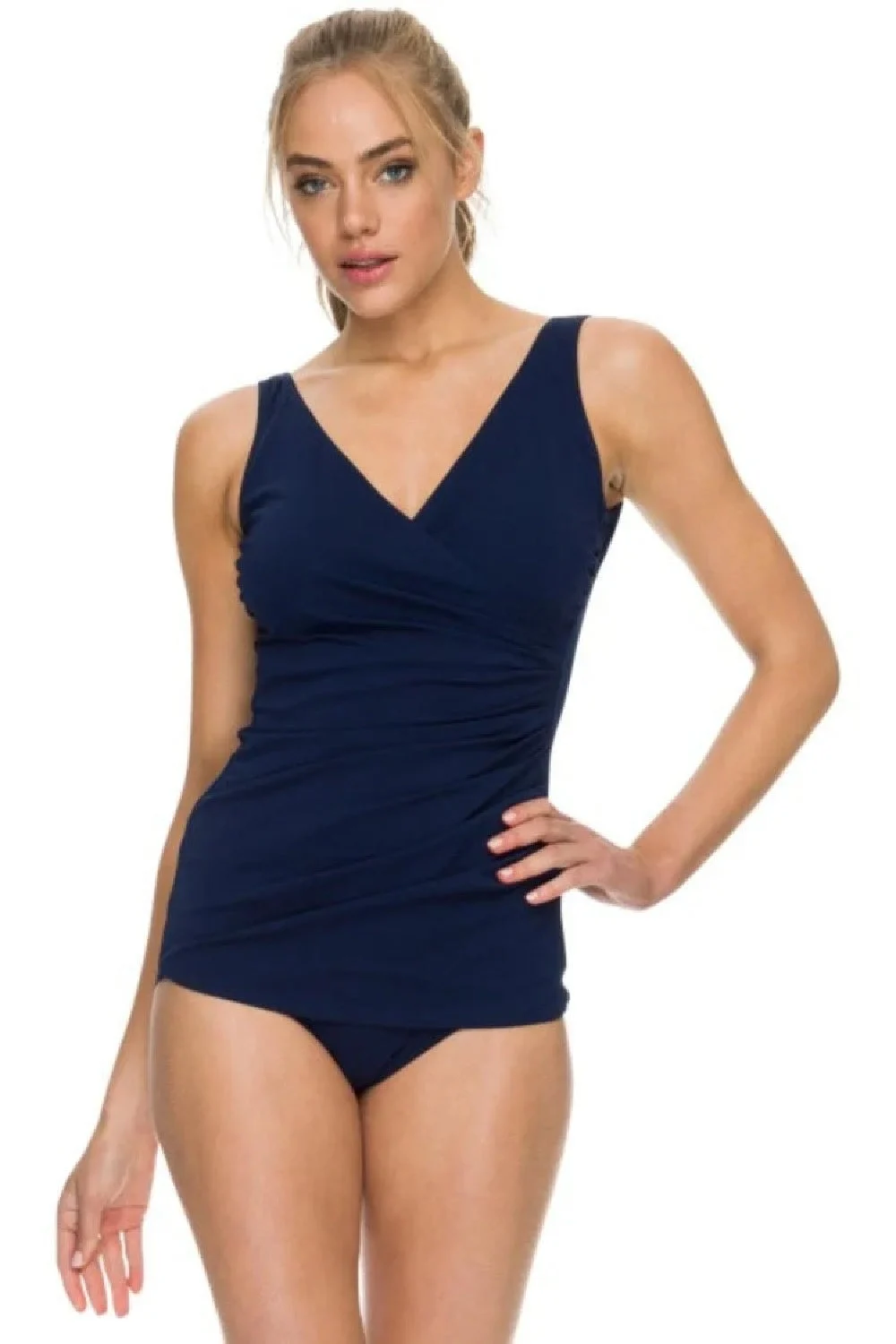 Finz Chlorine resistant Sheath One Piece Swimsuit, Navy (FZPO60432)