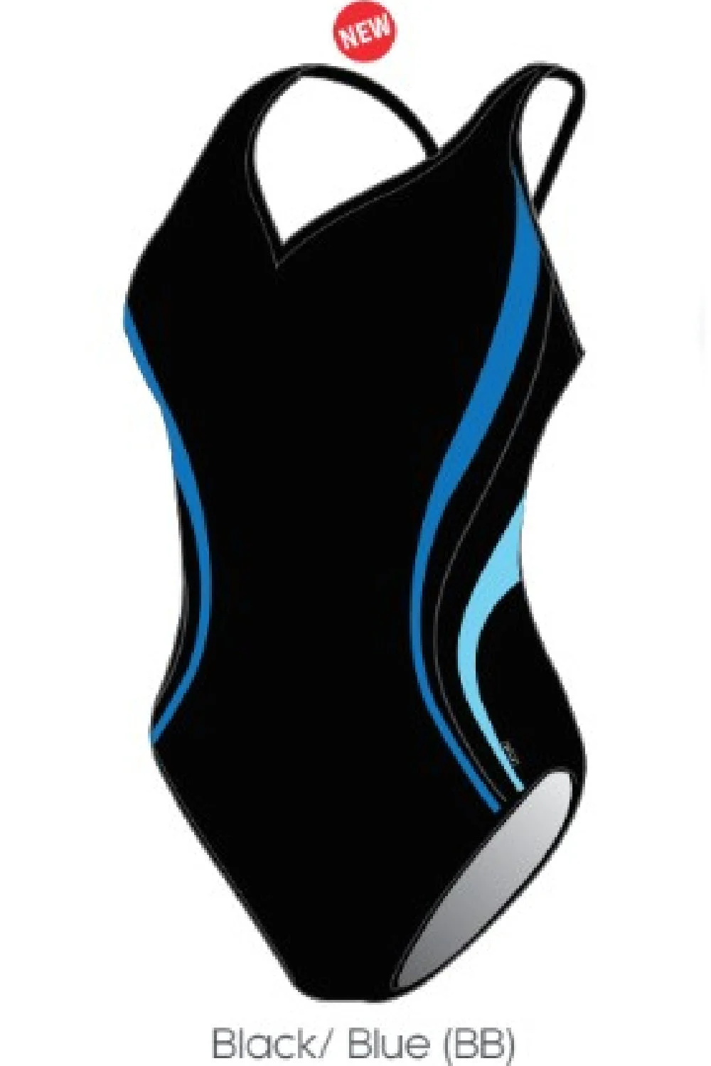 Finz Chlorine Resistant V-neck Sway Splice, Black/Blue (FZW1666C)