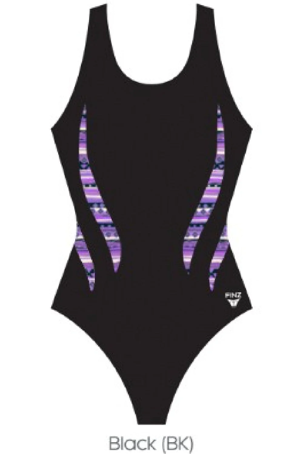 Finz Chlorine Resitant Lightning Print Splice Print Swimsuit, Black Multi (FZW9604)
