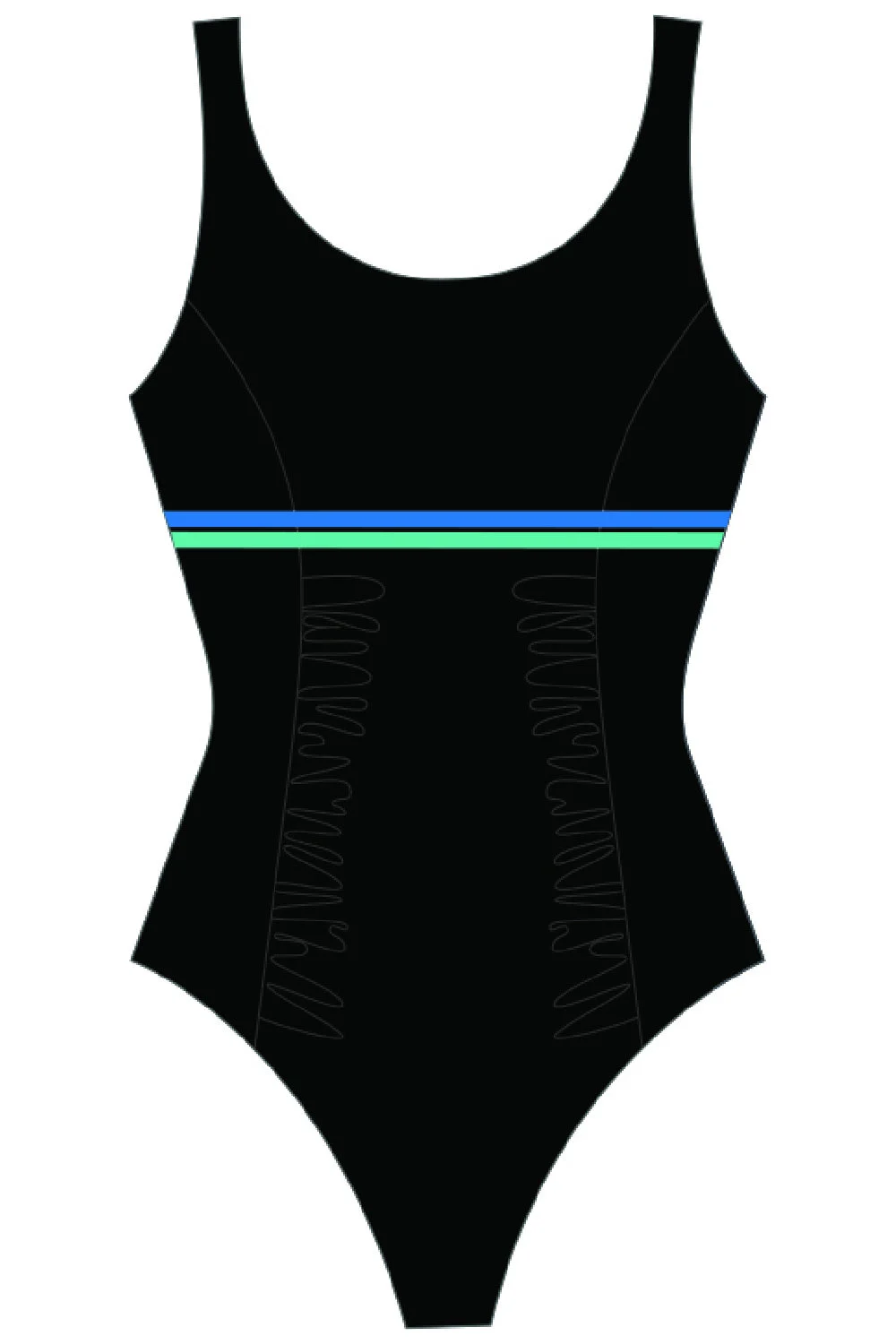 Finz Ruched Banded Swimsuit, Black Mint (FZW1812C)