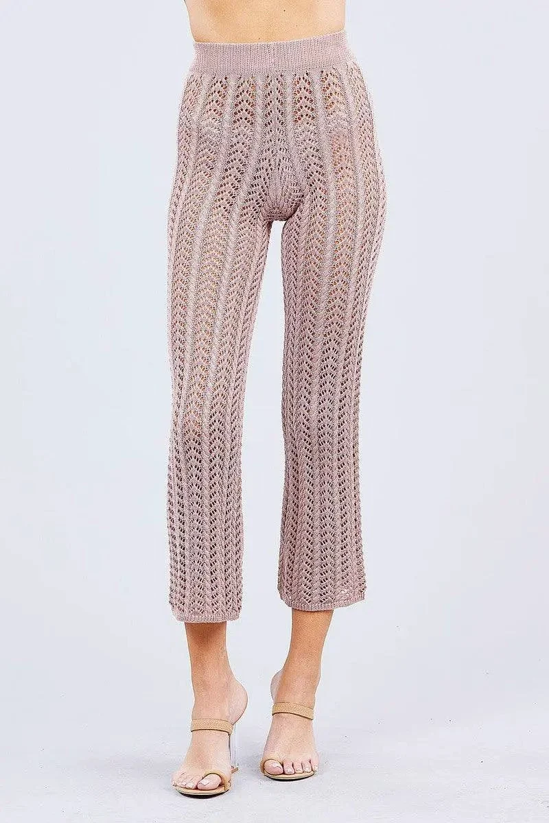 Flare Long Fishnet Sweater Pants