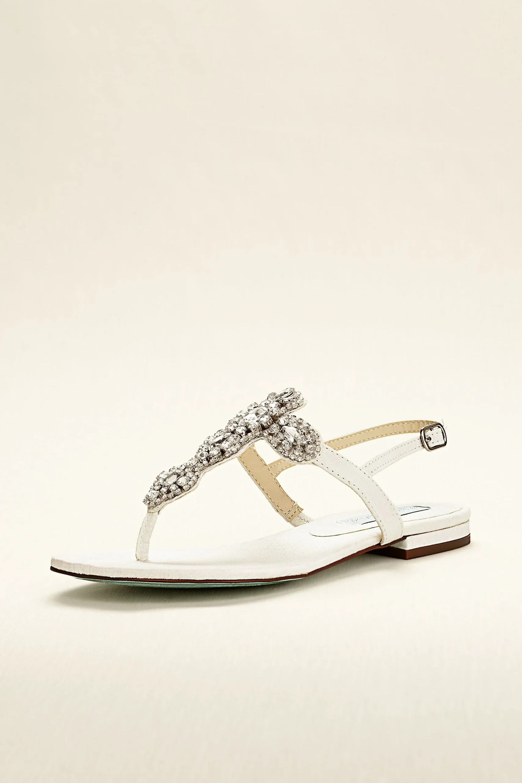 Flat Sandal with Crystal T-Strap